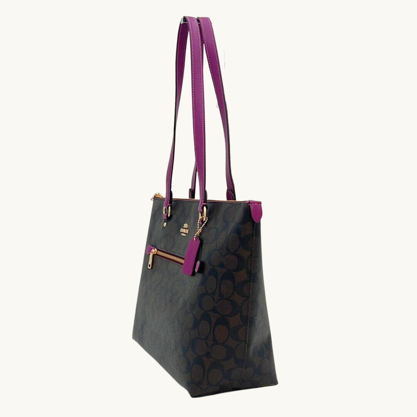コーチ ギャラリー トートバッグ レディース / GALLERY TOTE IN SIGNATURE CANVAS / ブラウン ダークマゼンタ シグネチャーキャンバス