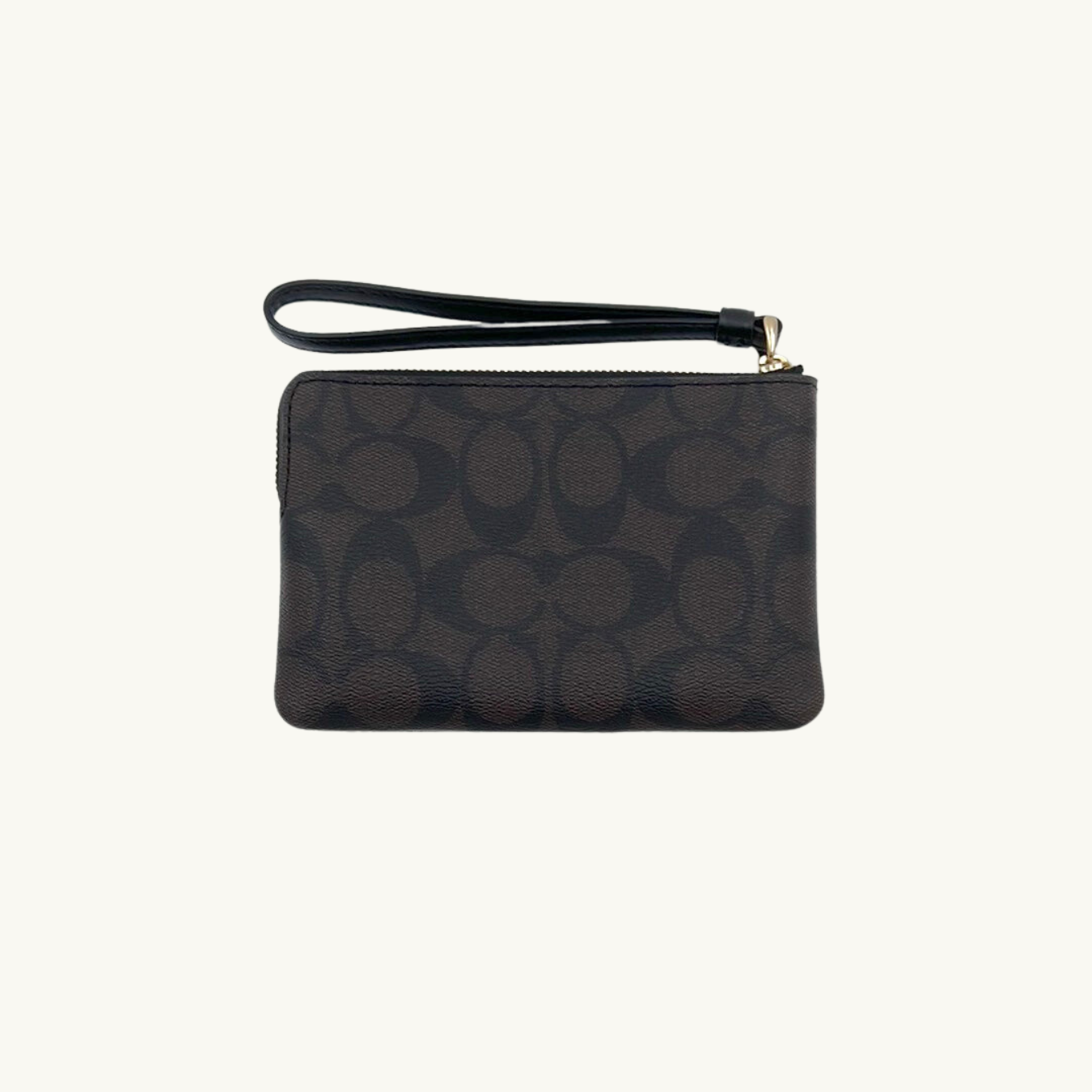 コーチ ポーチ / CORNER ZIP WISTLET IN SIGNATURE CANVAS / ブラウン ブラック シグネチャーキャンバス