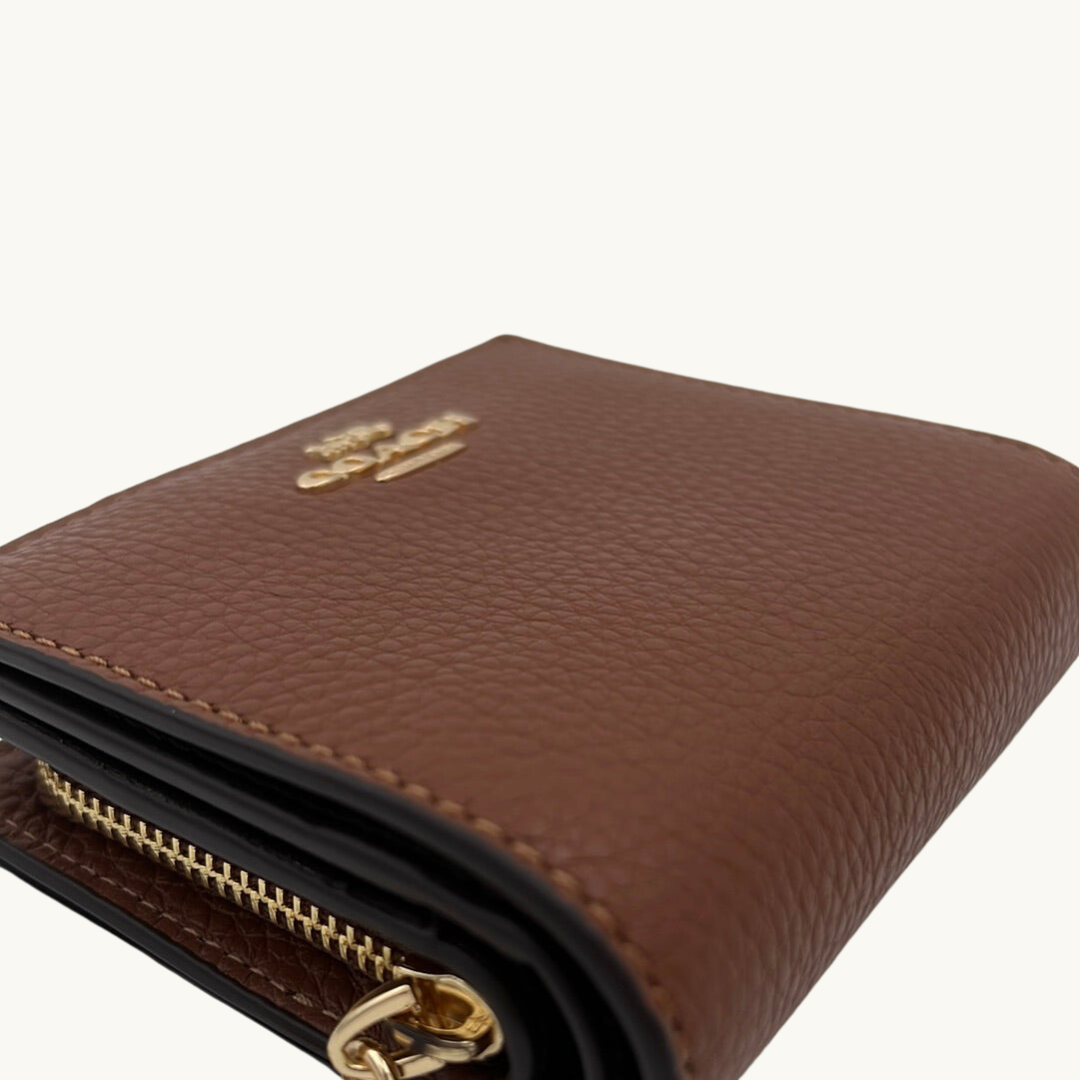 コーチ スナップ ウォレット 二つ折り財布 / SNAP WALLET / レッドウッド ペブルレザー
