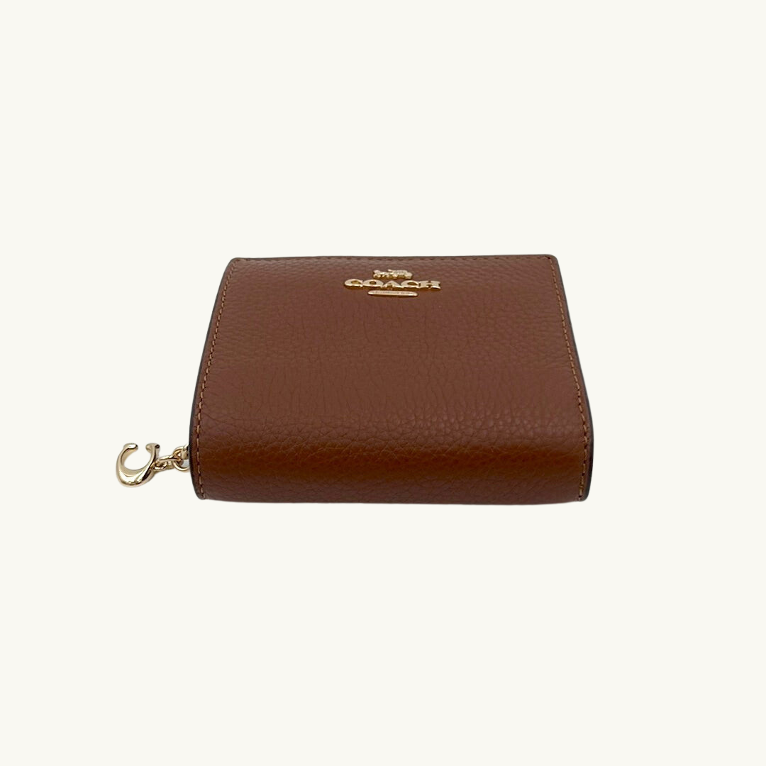 コーチ スナップ ウォレット 二つ折り財布 / SNAP WALLET / レッドウッド ペブルレザー