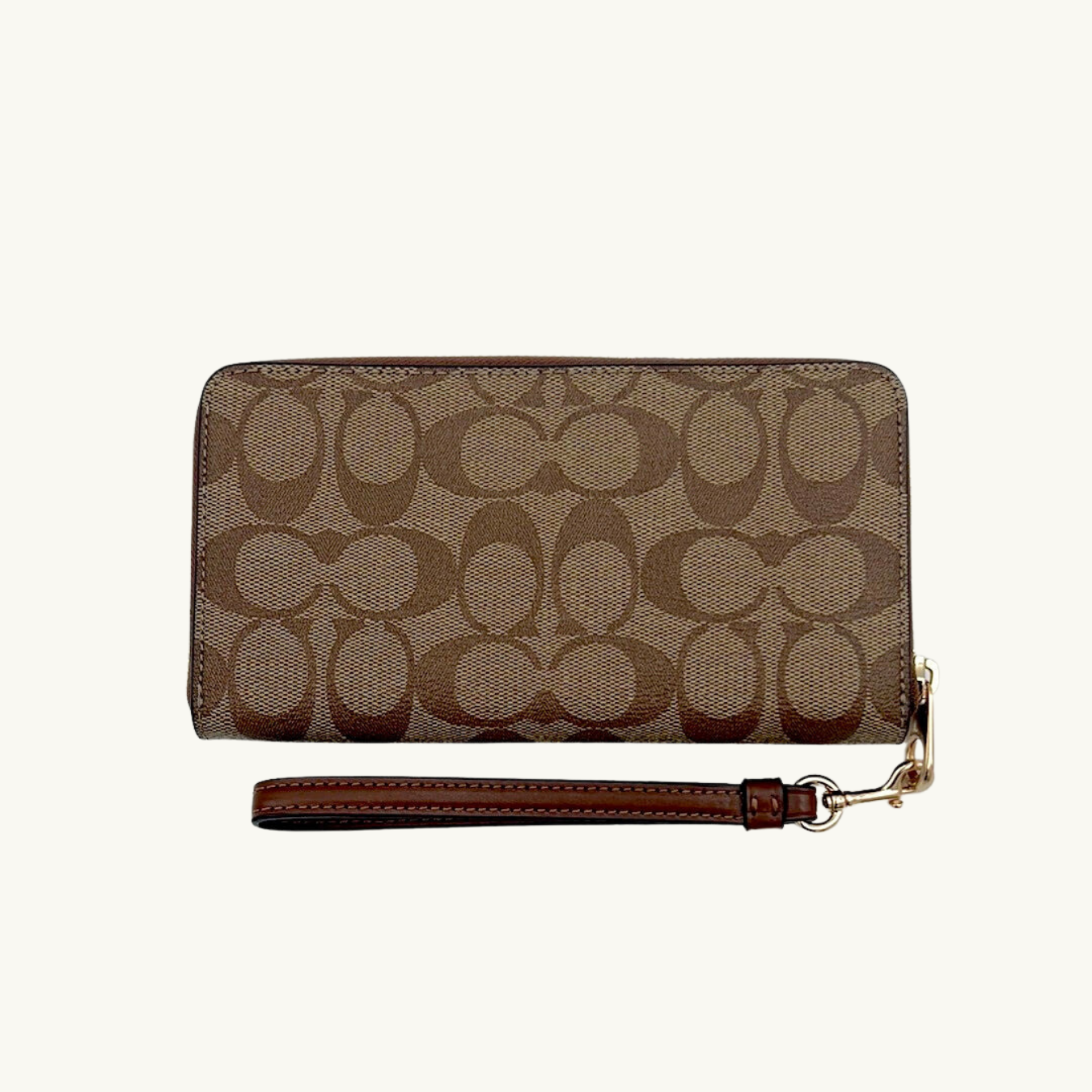 コーチ 長財布 / LONG ZIP AROUND WALLET / カーキ シグネチャーキャンバス