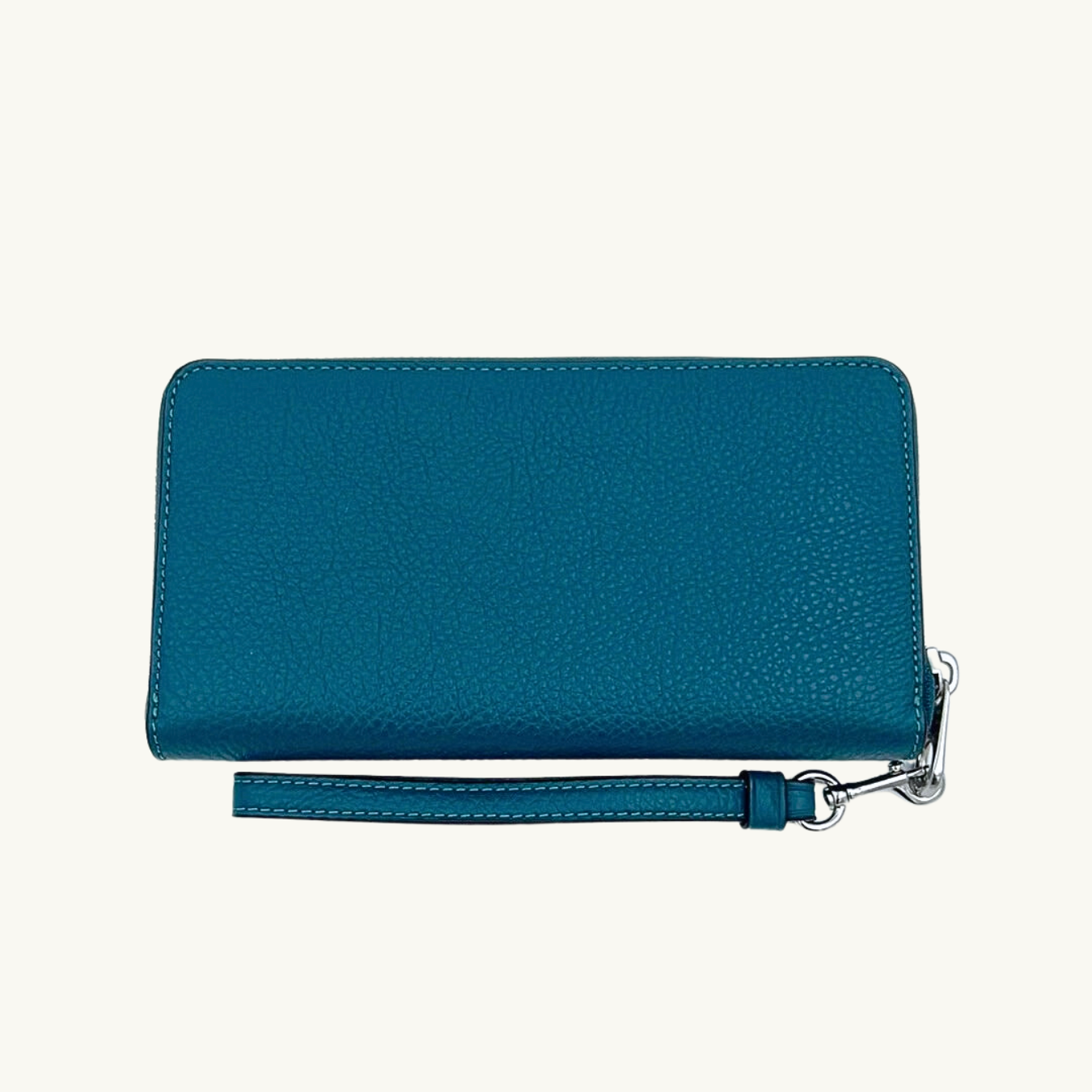 コーチ 長財布 / LONG ZIP AROUND WALLET / ディープターコイズ ペブルレザー