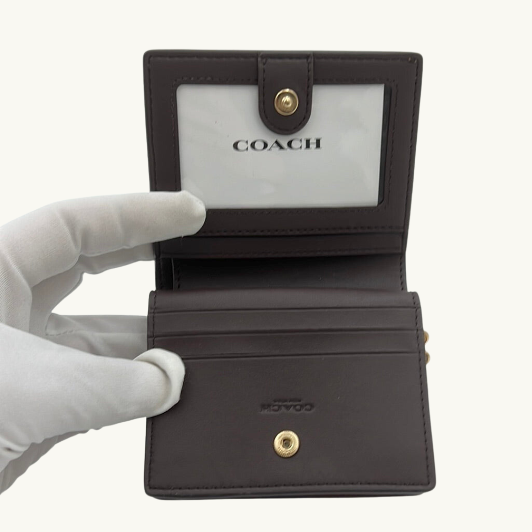 コーチ スナップ ウォレット 二つ折り財布 / SNAP WALLET / レッドウッド ペブルレザー