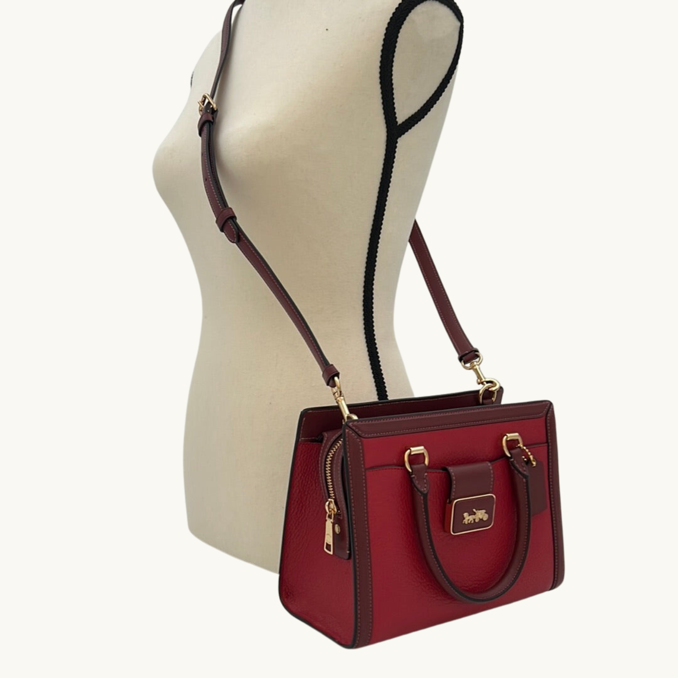 コーチ グレース キャリーオール ハンドバッグ ショルダーバッグ / GRACE CARRYALL / レッドアップルマルチ ペブルレザー