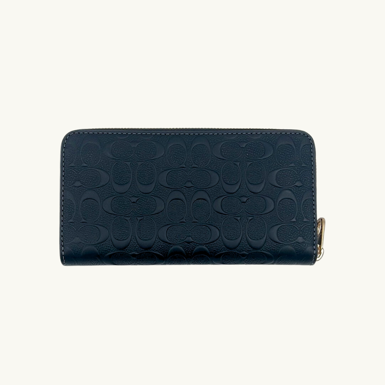 コーチ 長財布 (箱付き) / LONG ZIP AROUND WALLET / ブラック シグネチャークロスグレインレザー