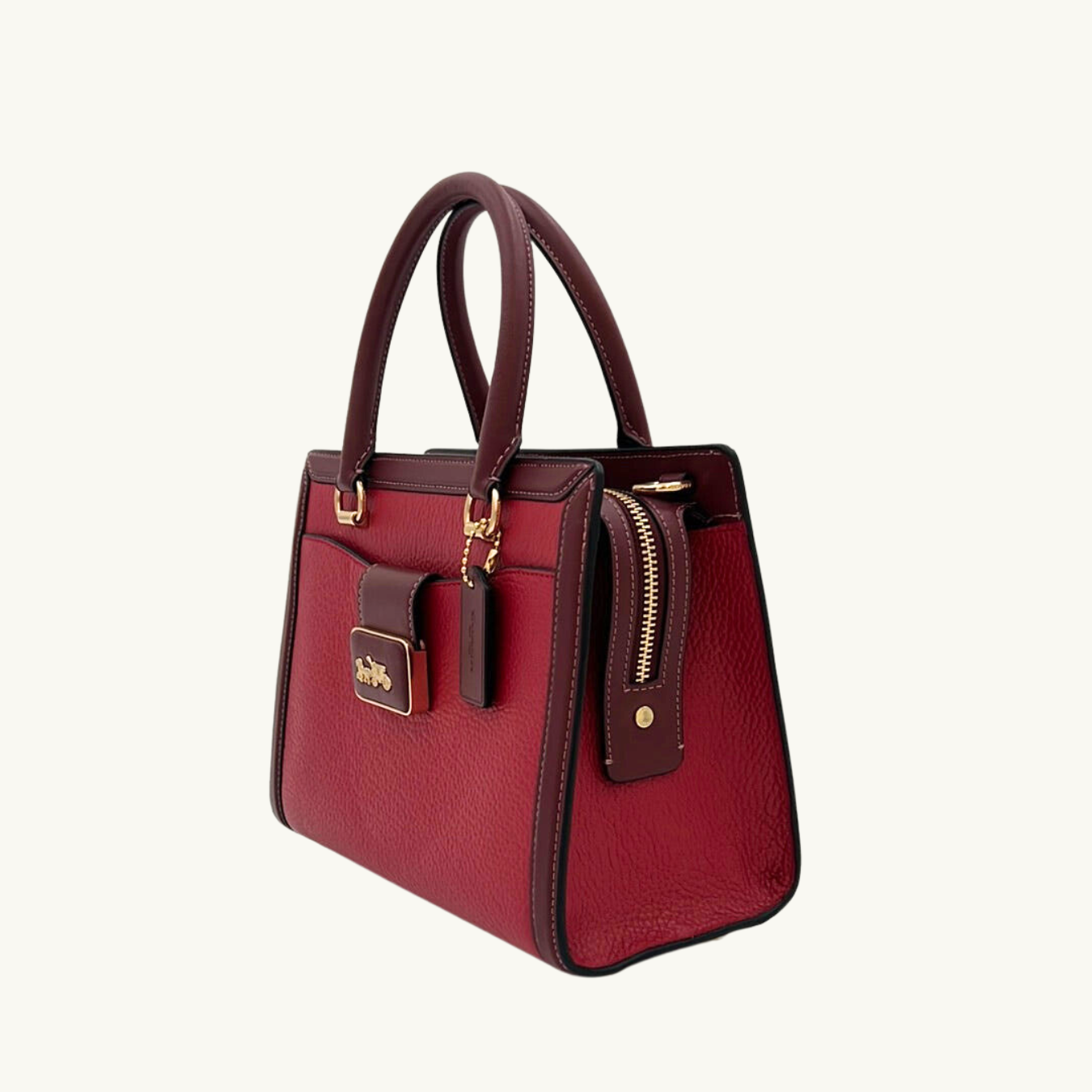 コーチ グレース キャリーオール ハンドバッグ ショルダーバッグ / GRACE CARRYALL / レッドアップルマルチ ペブルレザー