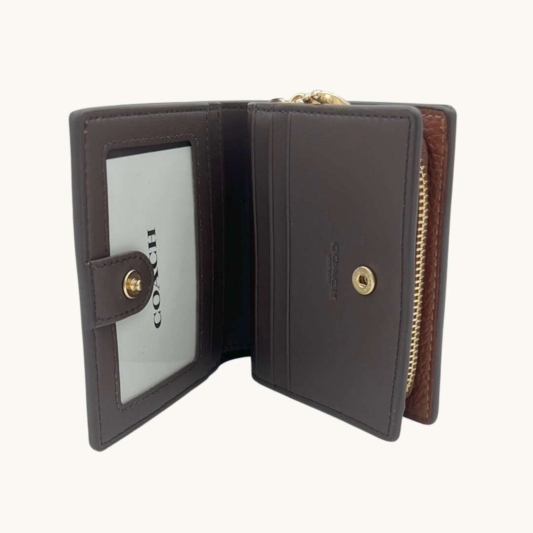 コーチ スナップ ウォレット 二つ折り財布 / SNAP WALLET / レッドウッド ペブルレザー