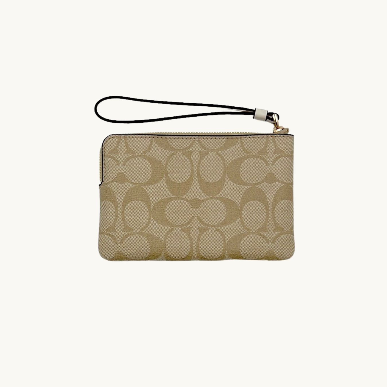 コーチ ポーチ / CORNER ZIP WISTLET IN SIGNATURE CANVAS / ライトカーキ チョーク シグネチャーキャンバス