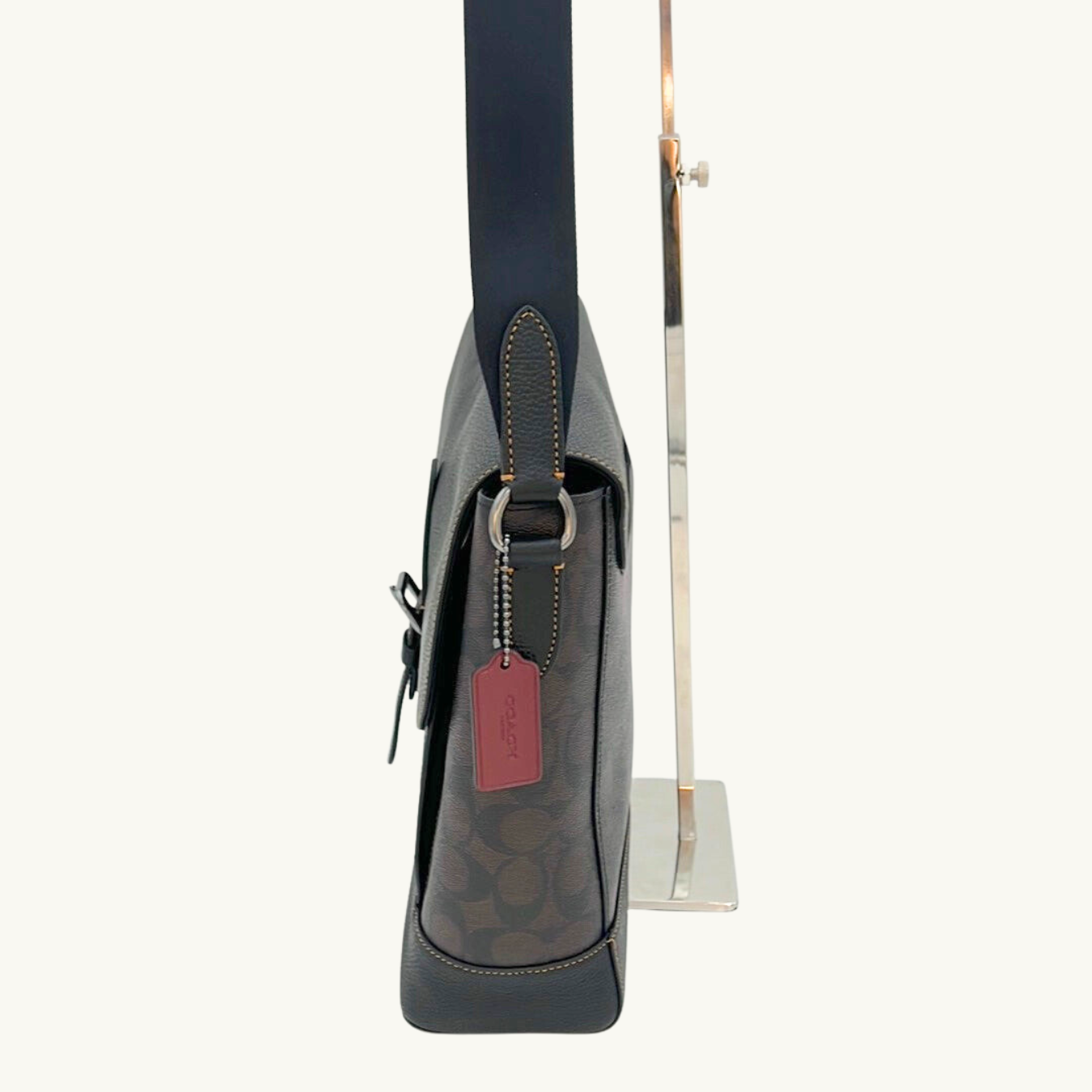 コーチ ブリーフケース メンズ / HUDSON MESSENGER IN SIGNATURE CANVAS / マホガニー ブラック シグネチャーキャンバス&ペブルレザー