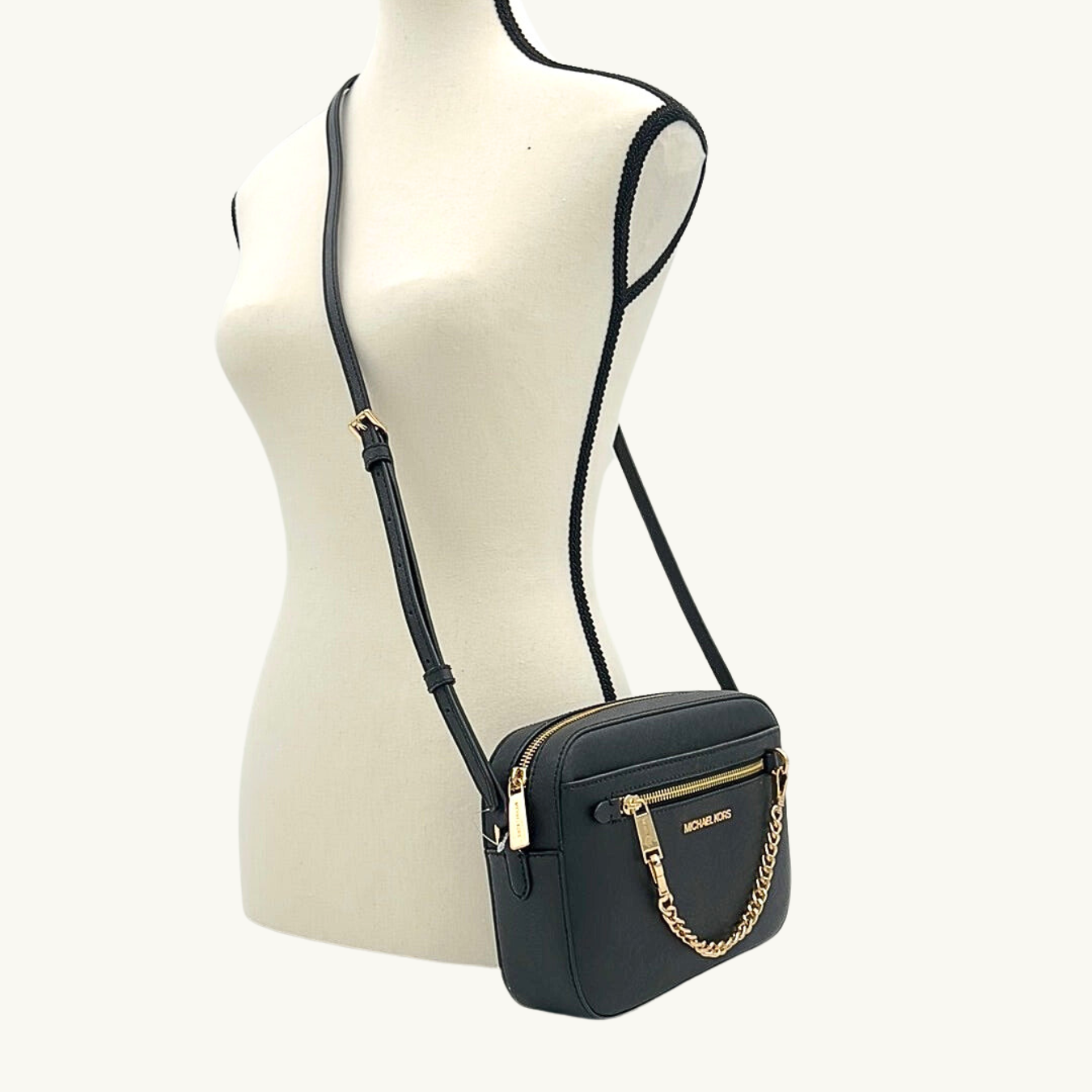 マイケル・コース ショルダーバッグ レディース / JET SET ITEM EAST WEST ZIP CHAIN CROSSBODY / ブラック サフィアーノレザー