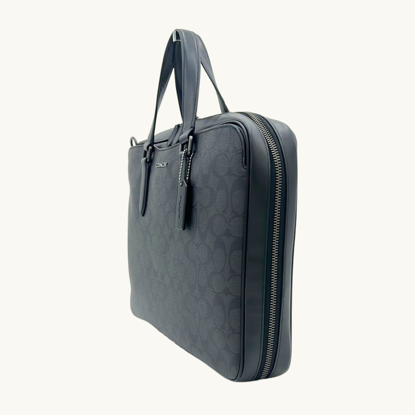 コーチ ブリーフケース メンズ / GRAHAM SLIM BRIEF IN SIGNATURE CANVAS / ブラック オックスブラッド シグネチャーキャンバス カーフレザー