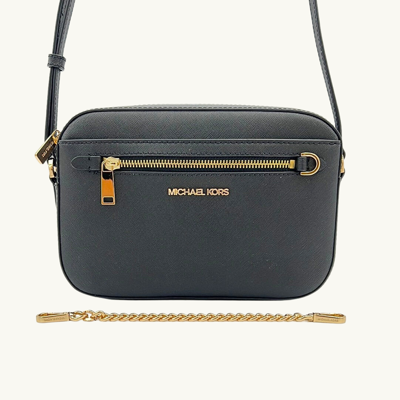 マイケル・コース ショルダーバッグ レディース / JET SET ITEM EAST WEST ZIP CHAIN CROSSBODY / ブラック サフィアーノレザー