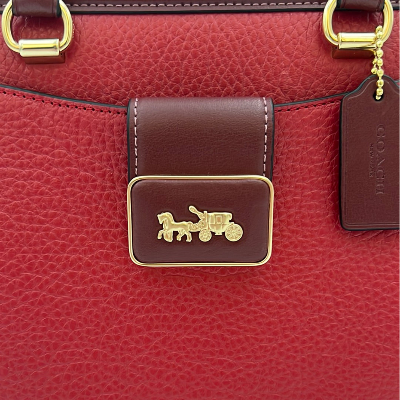 コーチ グレース キャリーオール ハンドバッグ ショルダーバッグ / GRACE CARRYALL / レッドアップルマルチ ペブルレザー