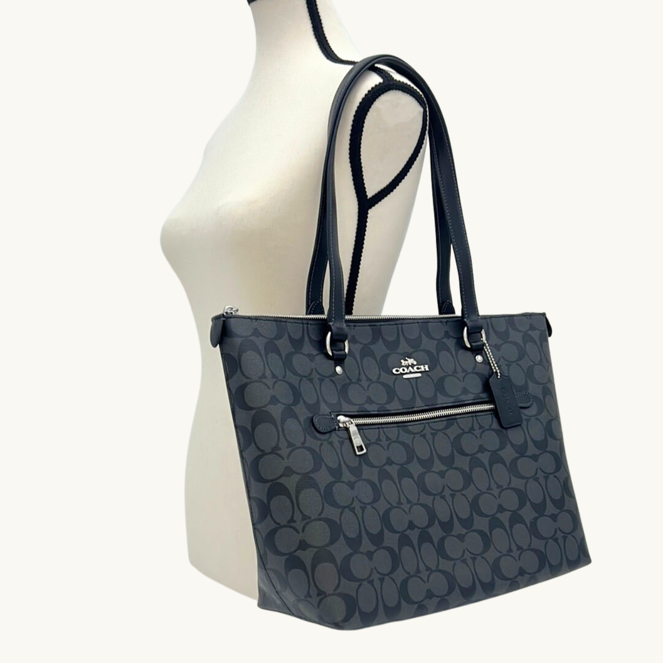 コーチ ギャラリー トートバッグ レディース / GALLERY TOTE IN SIGNATURE CANVAS / グラファイト ブラック シグネチャーキャンバス