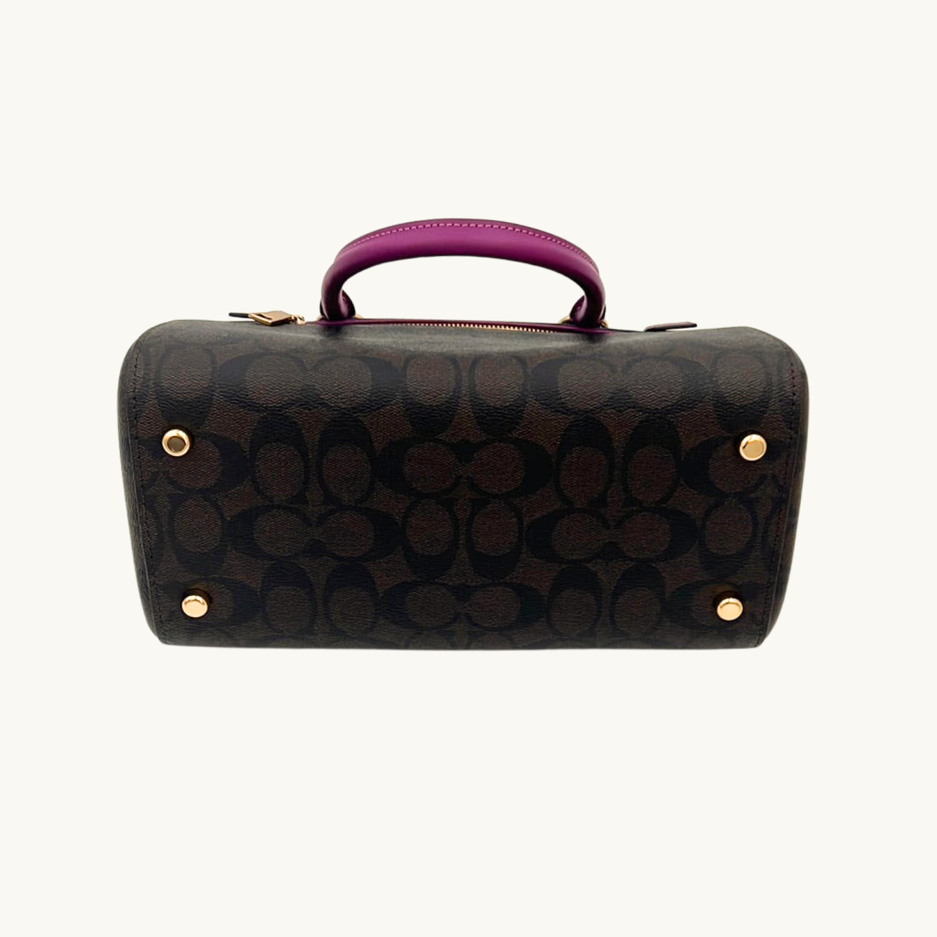 コーチ ハンドバッグ ショルダーバッグ / ROWAN SATCHEL / ブラウン ダークマゼンタ シグネチャーコーテッドキャンバス
