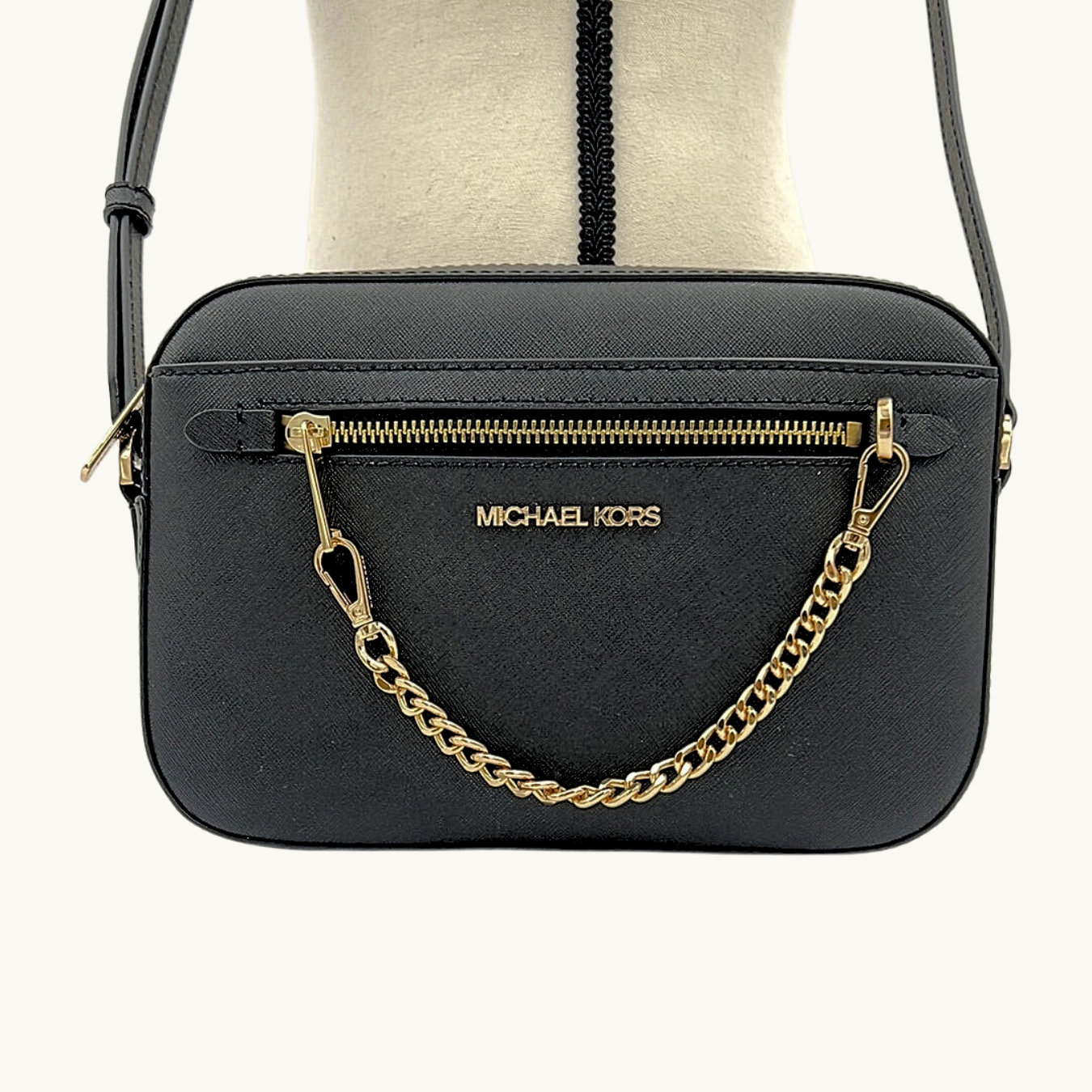 マイケル・コース ショルダーバッグ レディース / JET SET ITEM EAST WEST ZIP CHAIN CROSSBODY / ブラック サフィアーノレザー