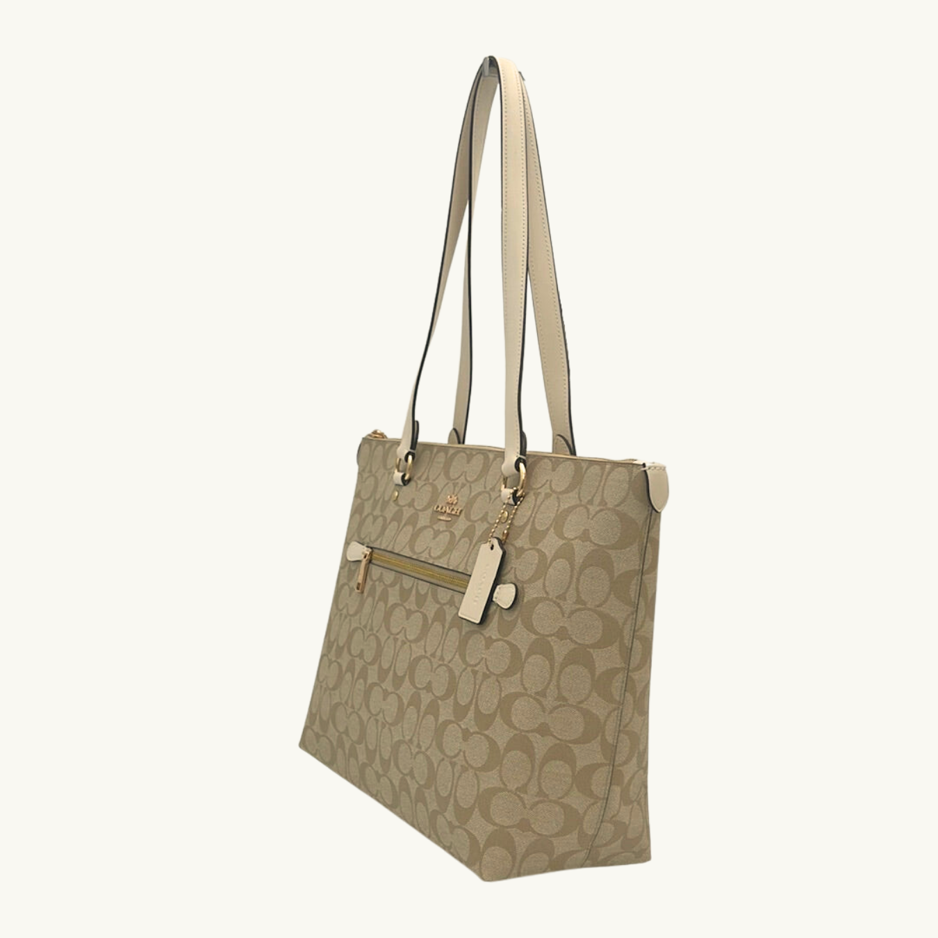 コーチ ギャラリー トートバッグ レディース / GALLERY TOTE IN SIGNATURE CANVAS / ライトカーキ チョーク シグネチャーキャンバス