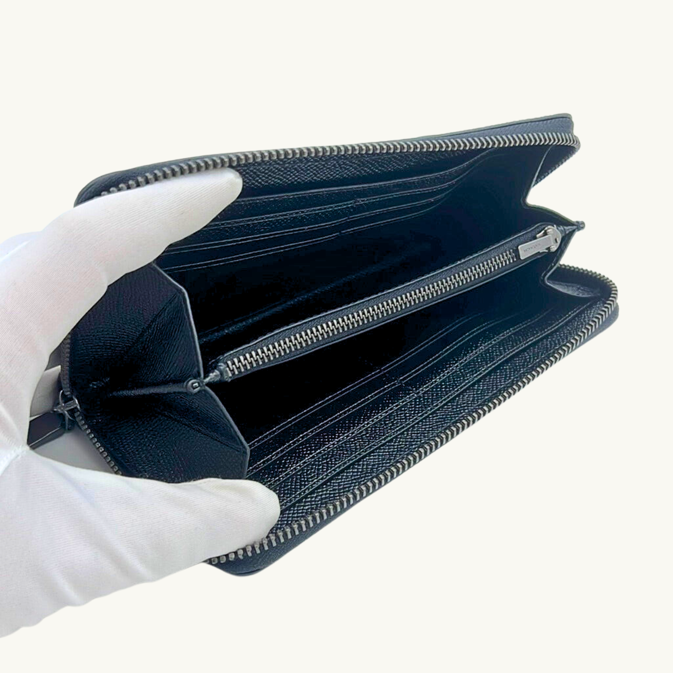 コーチ 長財布 / ACCORDION WALLET IN SIGNATURE CROSSGRAIN / ブラック シグネチャークロスグレインレザー