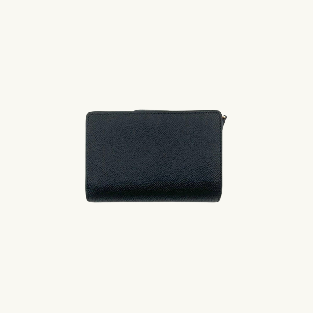 コーチ 二つ折り財布 / MEDIUM CORNER ZIP WALLET / ブラック クロスグレインレザー
