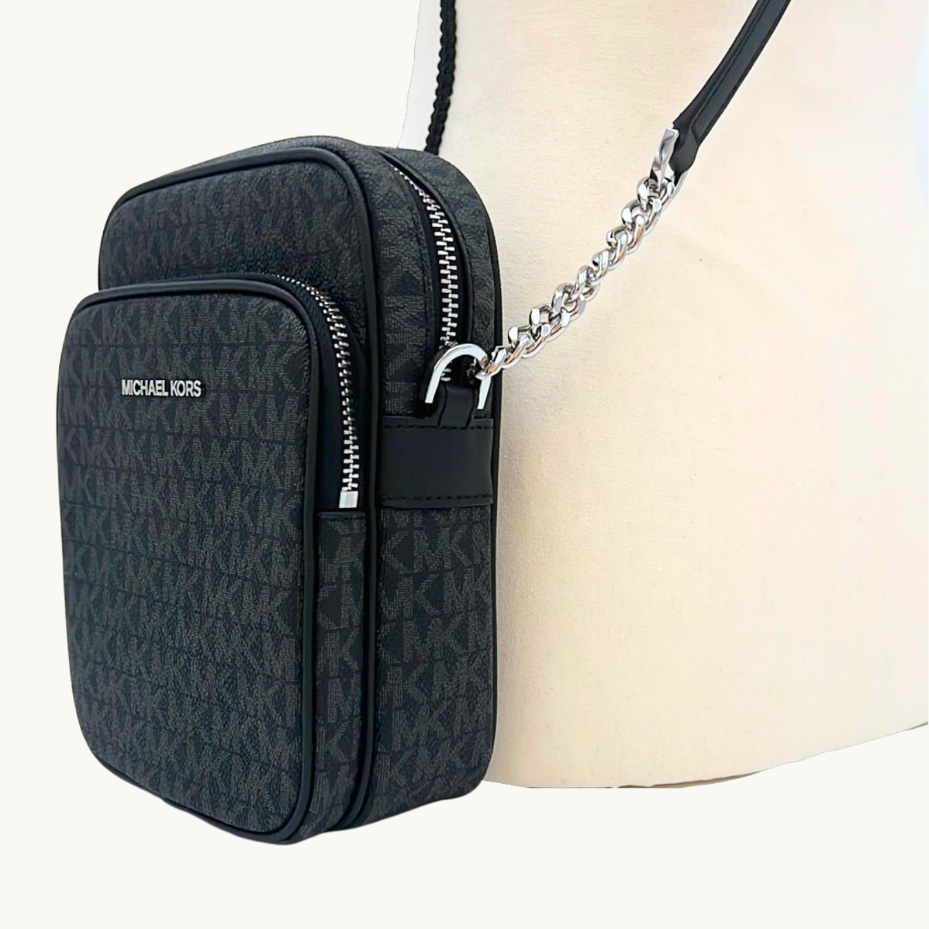 マイケル・コース ショルダーバッグ レディース / JET SET TRAVEL MD NS CHAIN XBODY / ブラック キャンバス