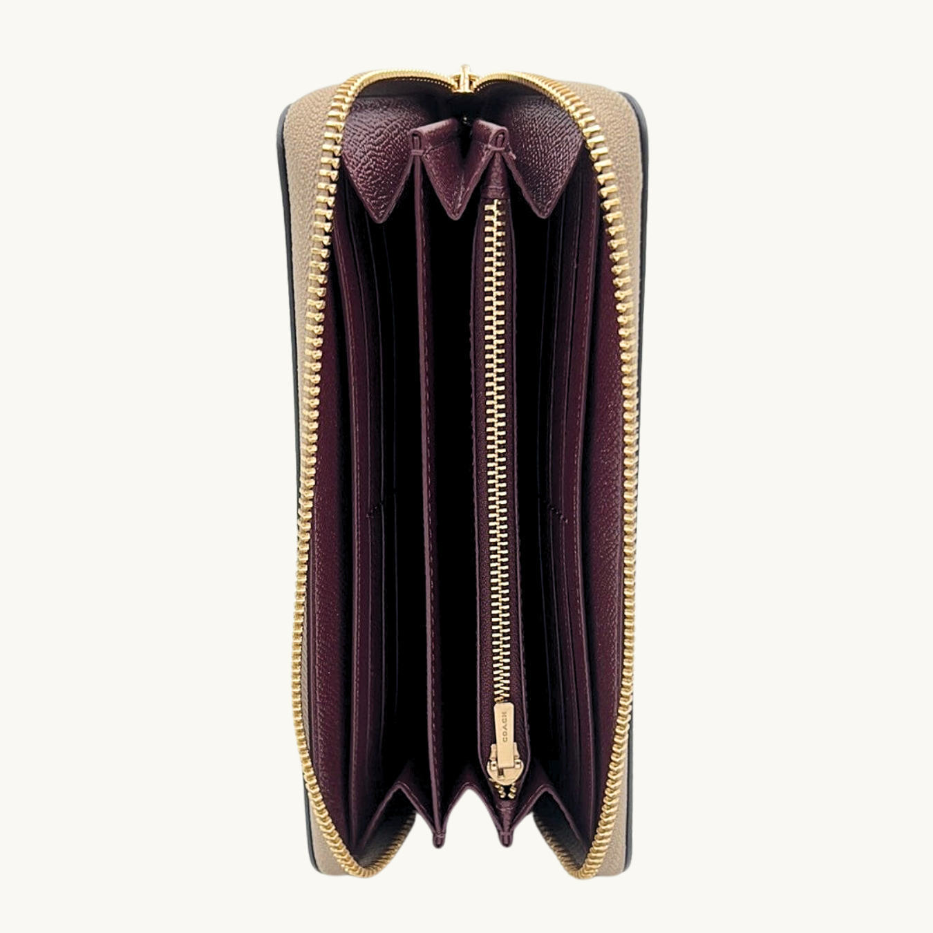 コーチ 長財布 / LONG ZIP AROUND WALLET / トープ クロスグレインレザー