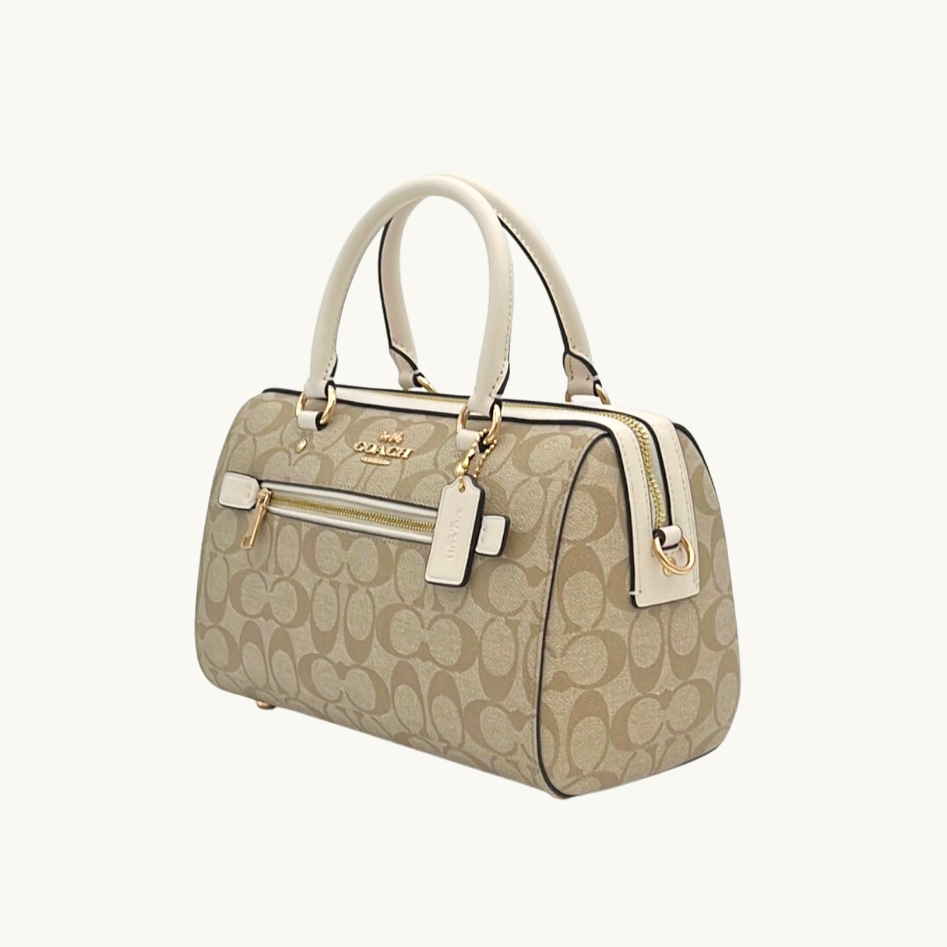コーチ ハンドバッグ ショルダーバッグ / ROWAN SATCHEL / ライトカーキ チョーク シグネチャーコーテッドキャンバス