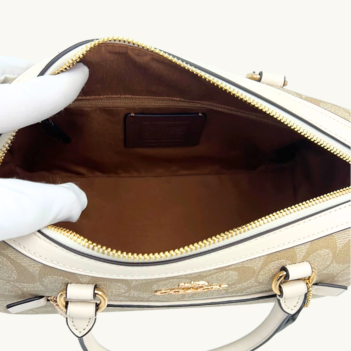 コーチ ハンドバッグ ショルダーバッグ / ROWAN SATCHEL / ライトカーキ チョーク シグネチャーコーテッドキャンバス