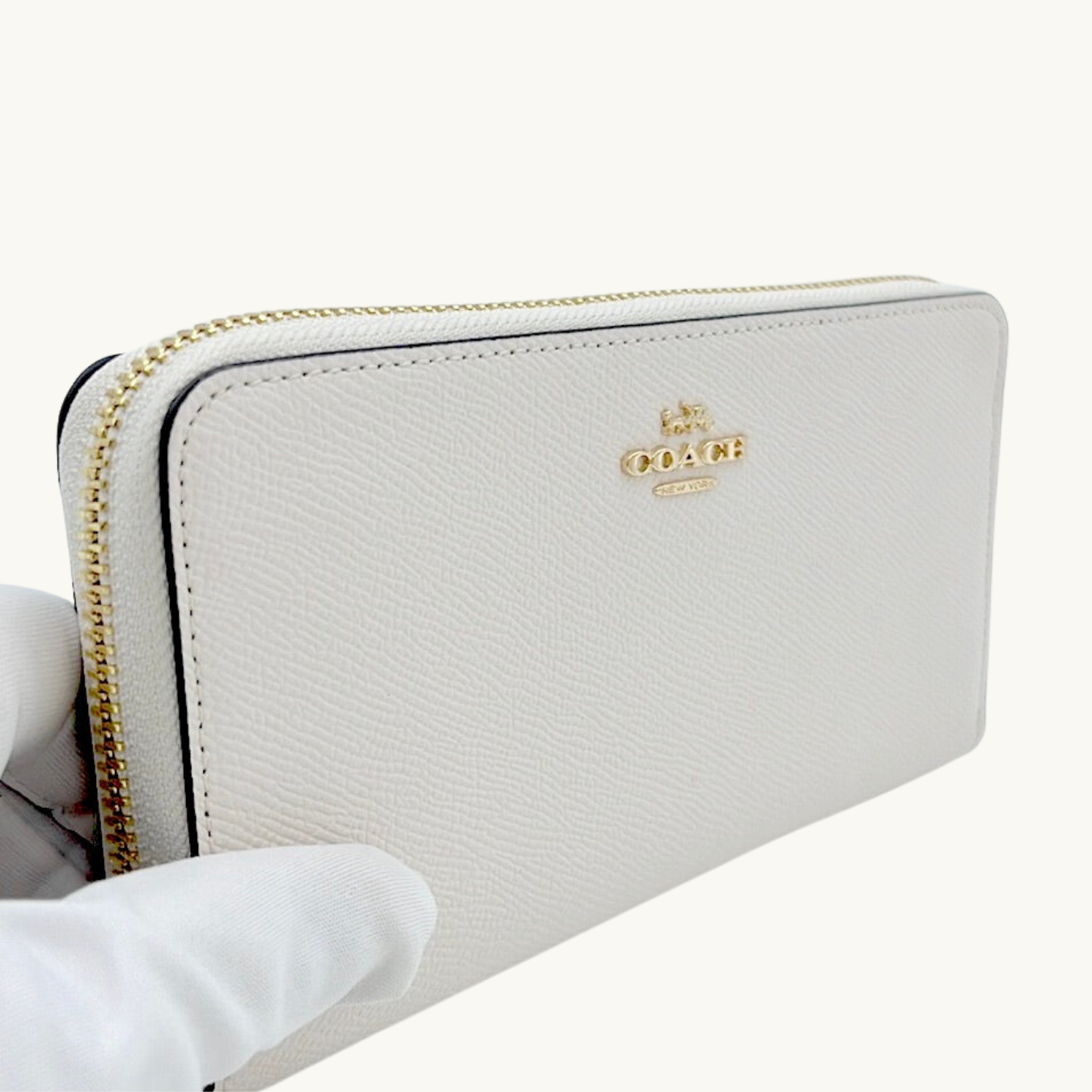 コーチ 長財布 / LONG ZIP AROUND WALLET / チョーク クロスグレインレザー