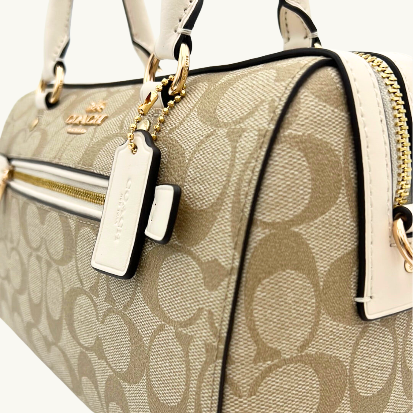 コーチ ハンドバッグ ショルダーバッグ / ROWAN SATCHEL / ライトカーキ チョーク シグネチャーコーテッドキャンバス