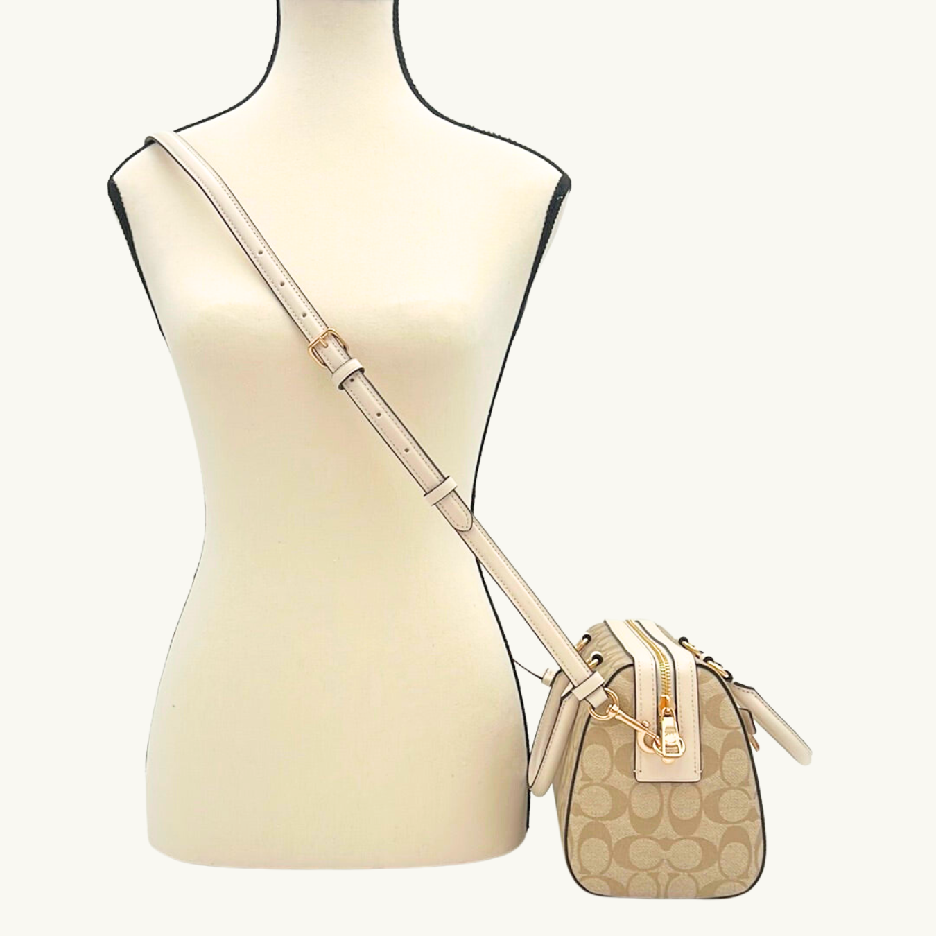 コーチ ハンドバッグ ショルダーバッグ / ROWAN SATCHEL / ライトカーキ チョーク シグネチャーコーテッドキャンバス