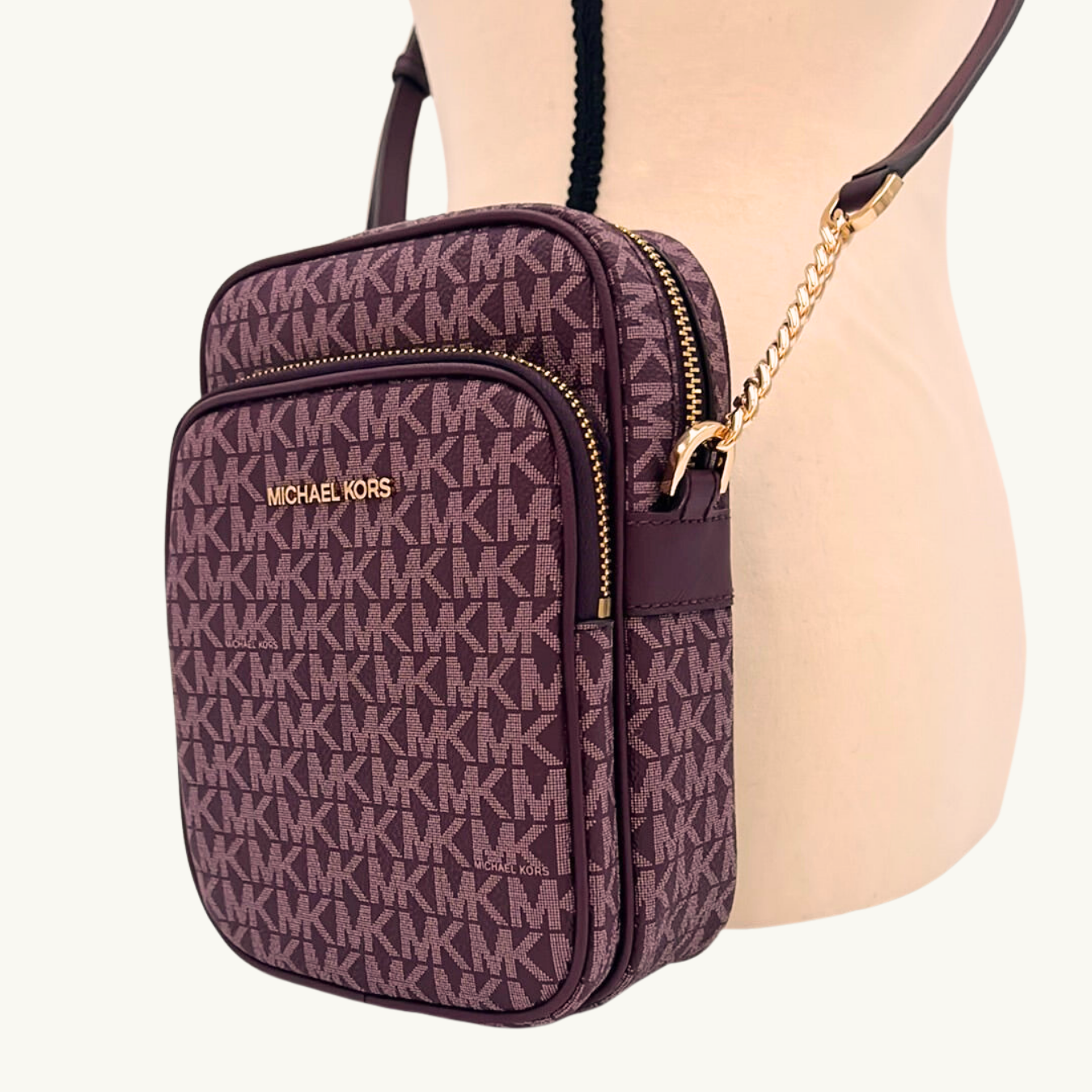 マイケル・コース ショルダーバッグ レディース / JET SET TRAVEL MD NS CHAIN XBODY / ボルドーマルチ キャンバス