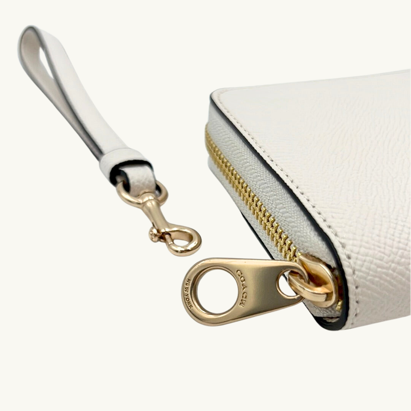 コーチ 長財布 / LONG ZIP AROUND WALLET / チョーク クロスグレインレザー