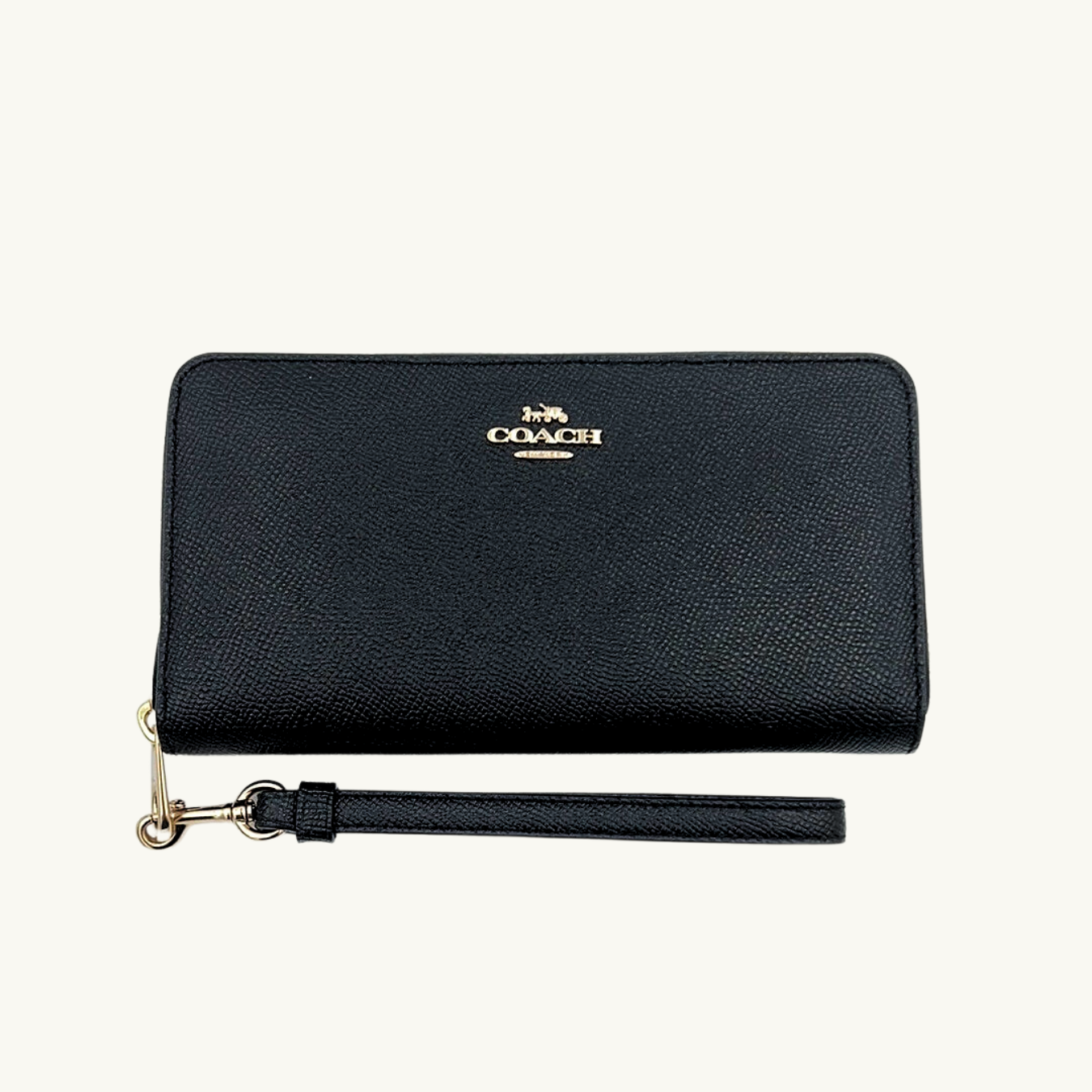 コーチ 長財布 / LONG ZIP AROUND WALLET / ブラック クロスグレインレザー
