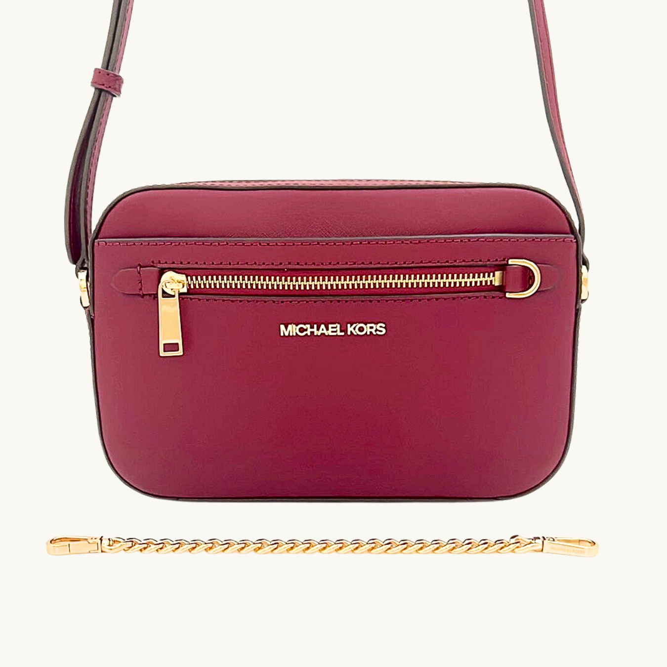 マイケル・コース ショルダーバッグ レディース / JET SET ITEM EAST WEST ZIP CHAIN CROSSBODY / マルベリー サフィアーノレザー