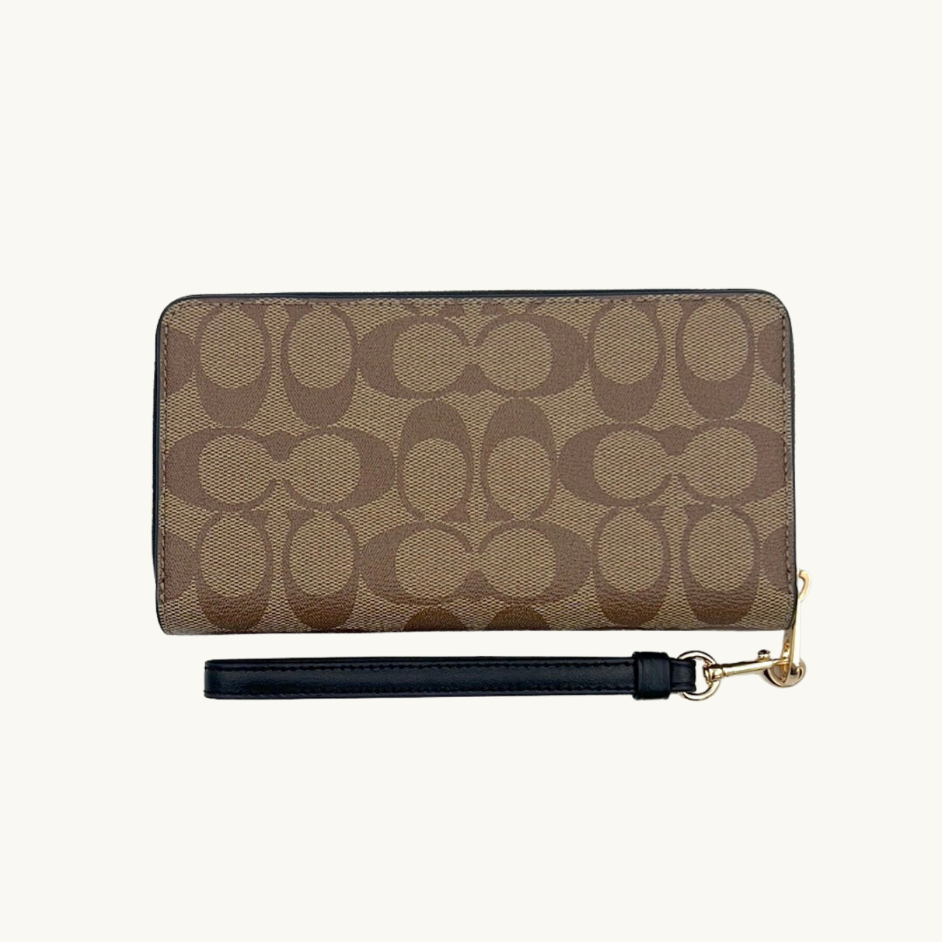 コーチ 長財布 / LONG ZIP AROUND WALLET / カーキ ブラック シグネチャーキャンバス
