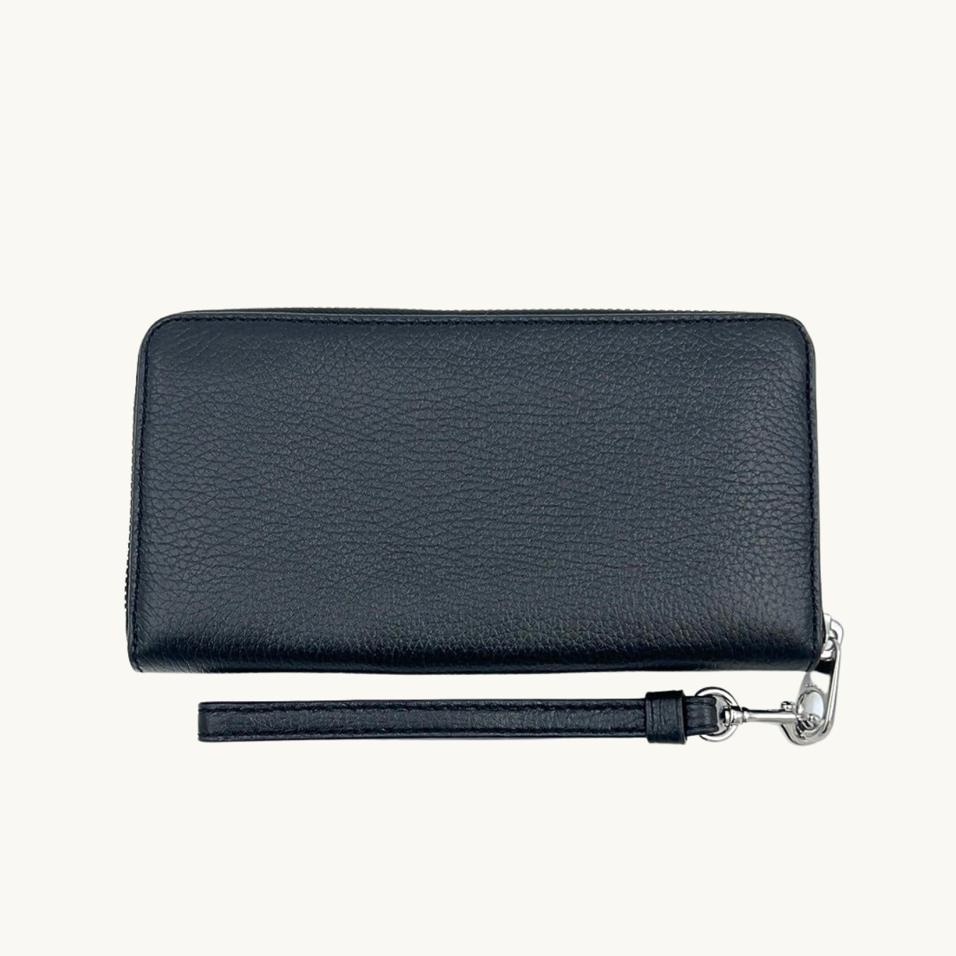 コーチ 長財布 / LONG ZIP AROUND WALLET / ブラック ペブルレザー / シルバー金具