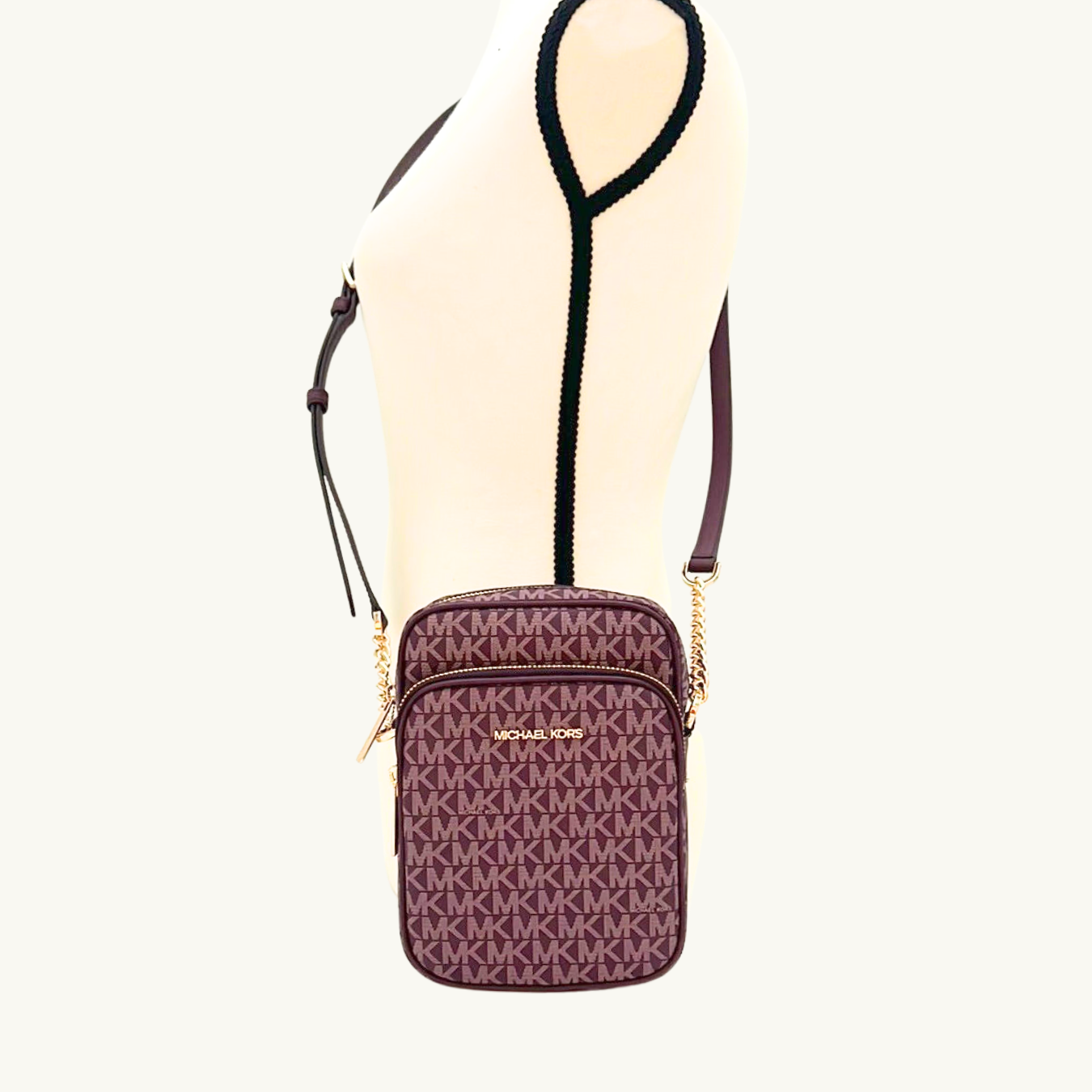 マイケル・コース ショルダーバッグ レディース / JET SET TRAVEL MD NS CHAIN XBODY / ボルドーマルチ キャンバス