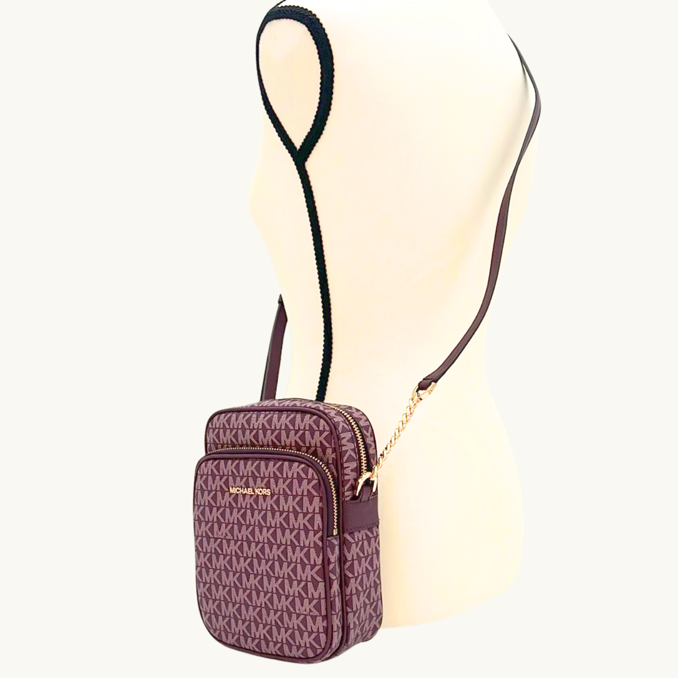 マイケル・コース ショルダーバッグ レディース / JET SET TRAVEL MD NS CHAIN XBODY / ボルドーマルチ キャンバス