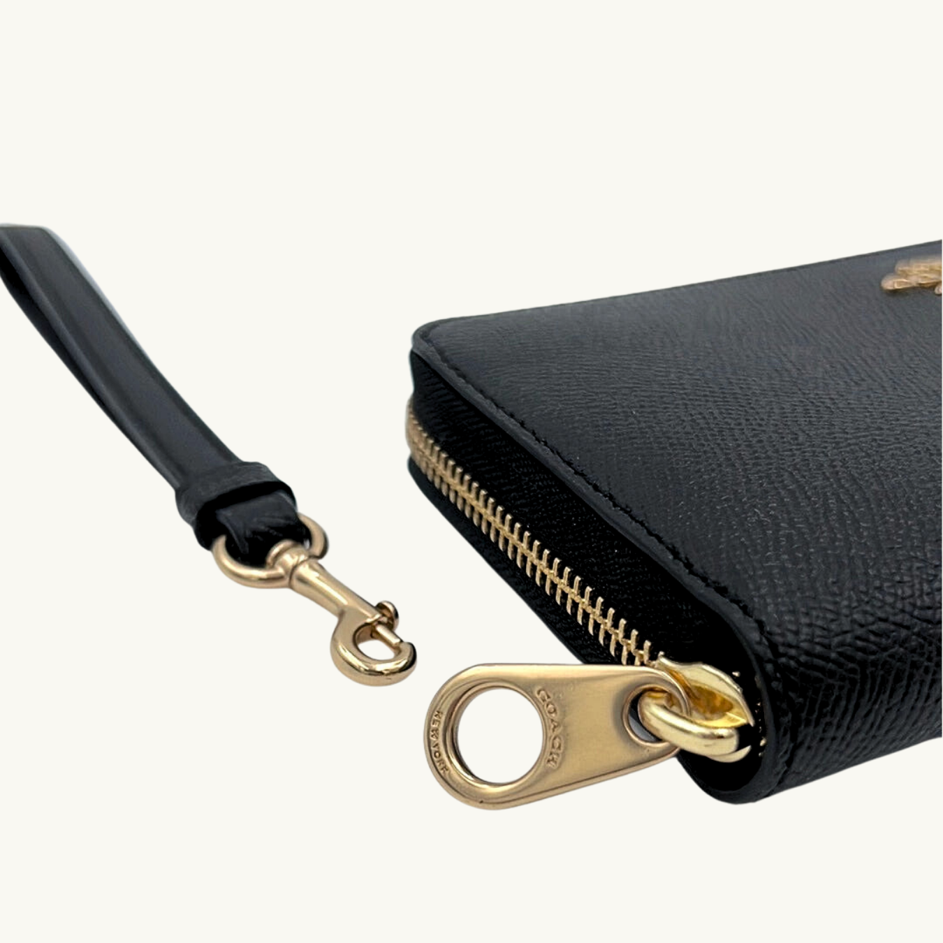 コーチ 長財布 / LONG ZIP AROUND WALLET / ブラック クロスグレインレザー
