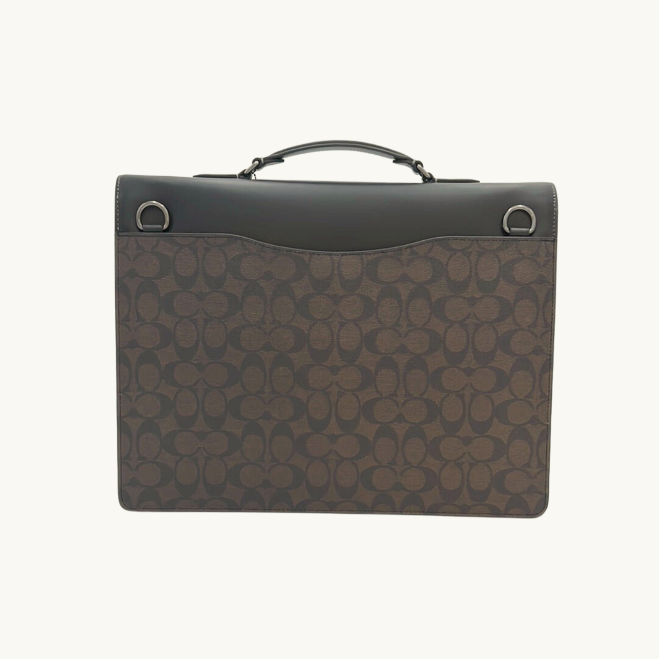 コーチ ブリーフケース メンズ / GRAHAM FLAP BRIEF IN SIGNATURE CANVAS / マホガニー ブラック シグネチャーキャンバス カーフレザー