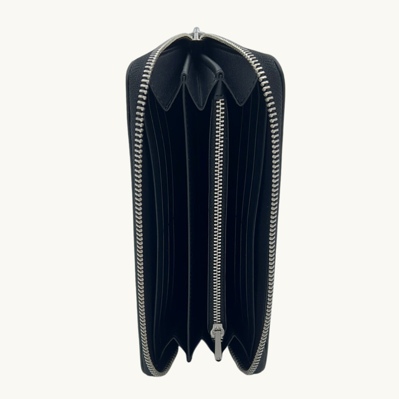 コーチ 長財布 / LONG ZIP AROUND WALLET / ブラック ペブルレザー / シルバー金具