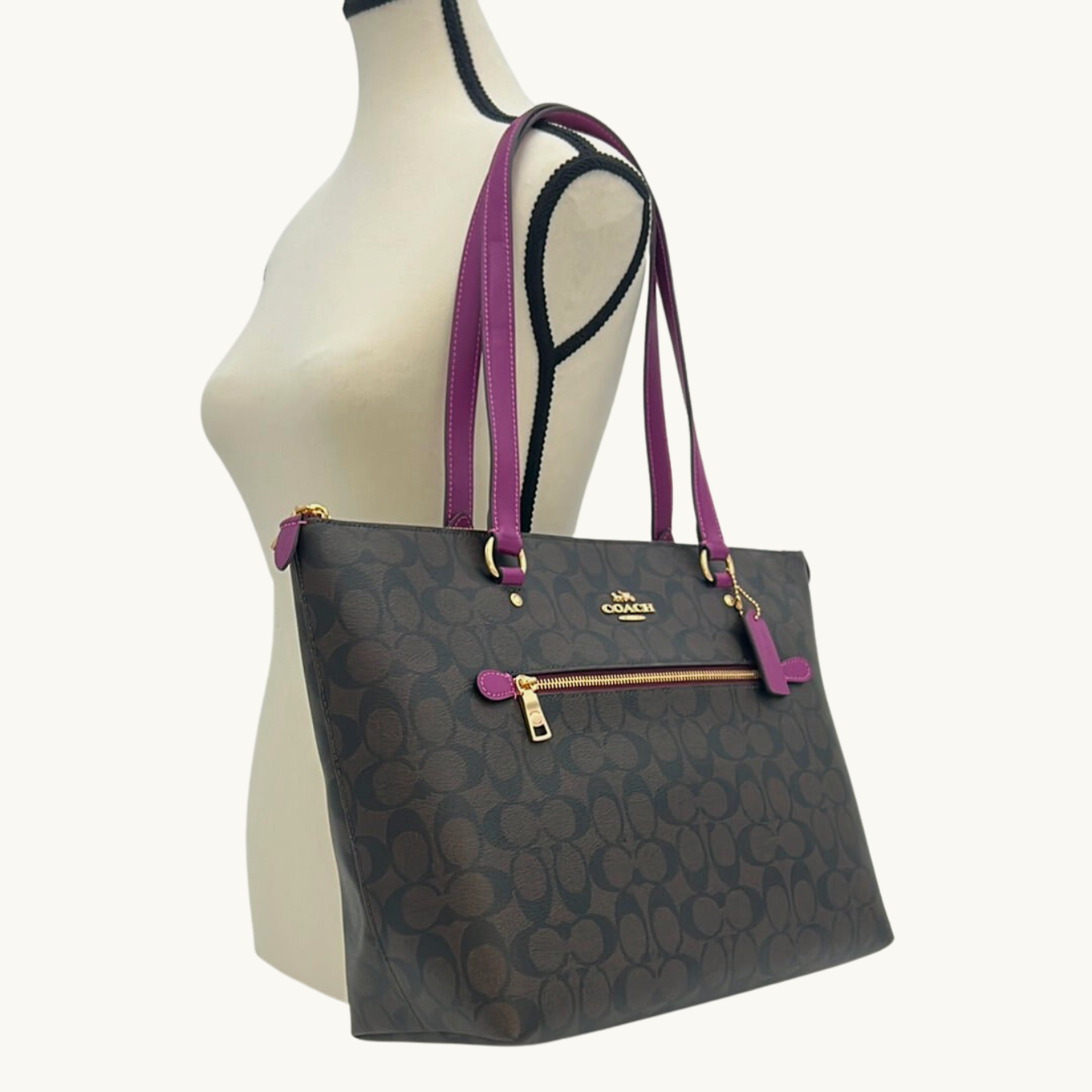 コーチ ギャラリー トートバッグ レディース / GALLERY TOTE IN SIGNATURE CANVAS / ブラウン ダークマゼンタ シグネチャーキャンバス