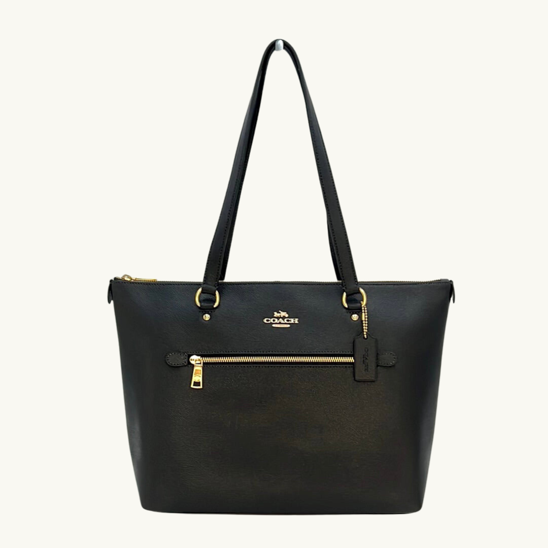 コーチ ギャラリー トートバッグ レディース / CROSS GRAIN LETHER GALLERY TOTE / ブラック クロスグレインレザー