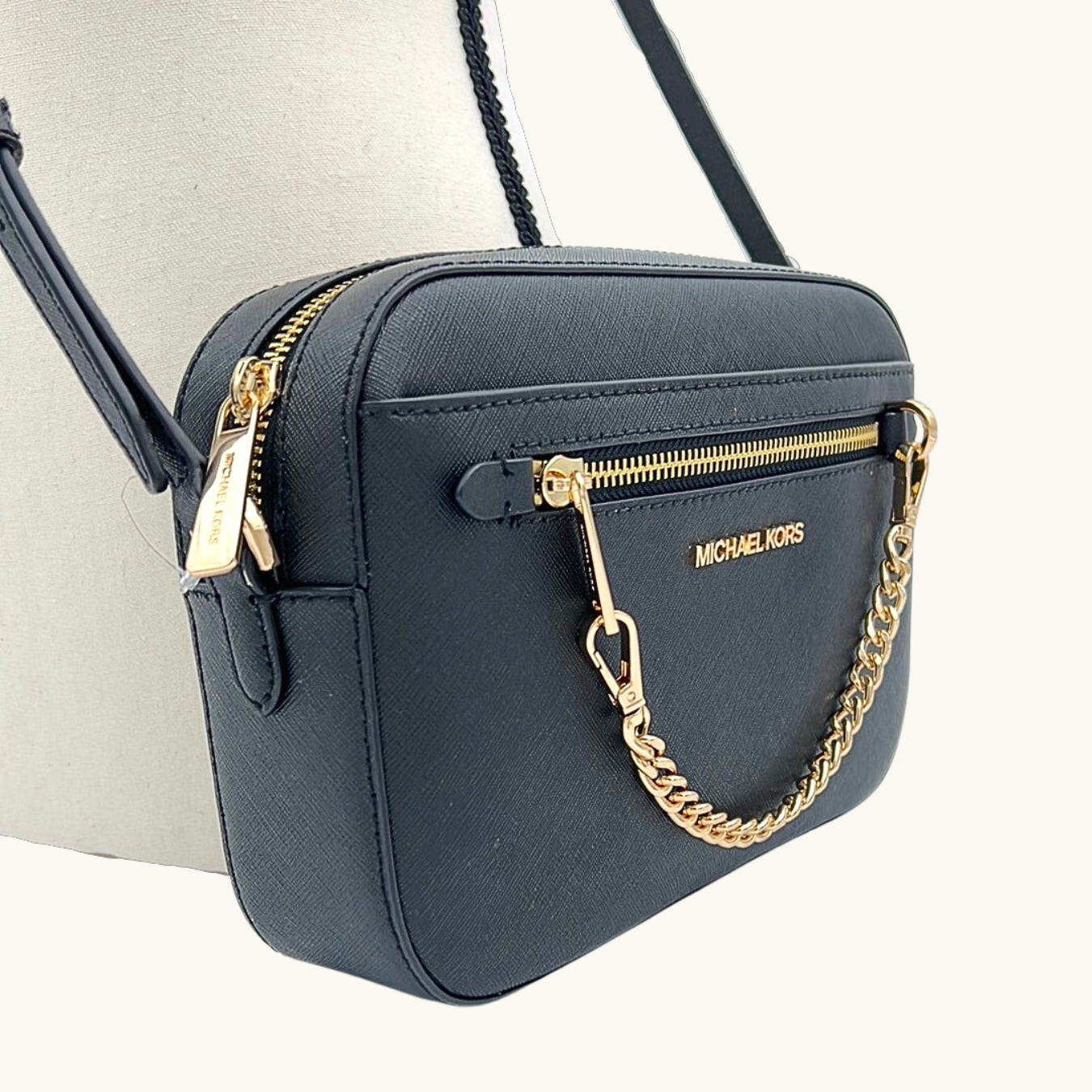 マイケル・コース ショルダーバッグ レディース / JET SET ITEM EAST WEST ZIP CHAIN CROSSBODY / ブラック サフィアーノレザー