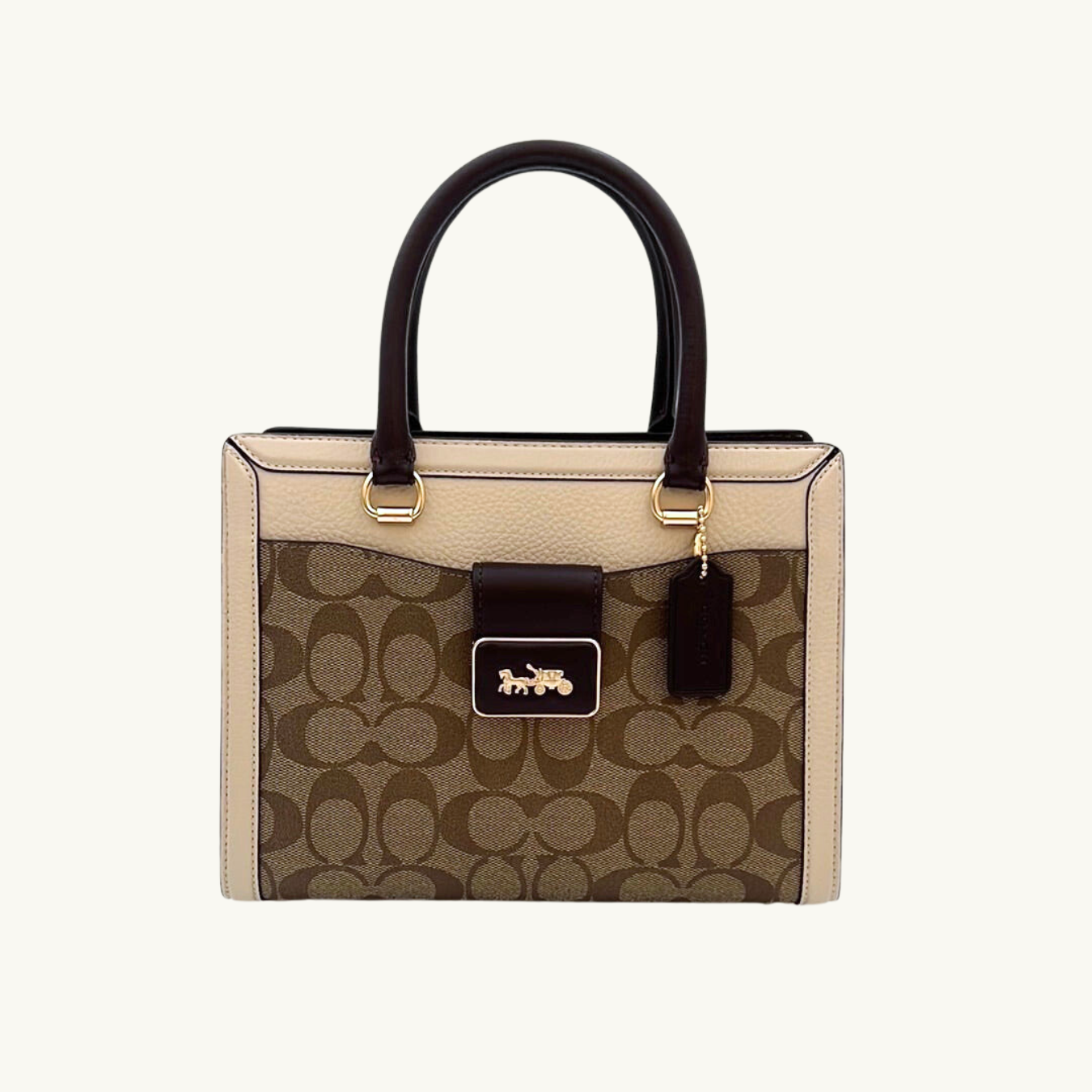 コーチ グレース キャリーオール ハンドバッグ ショルダーバッグ / GRACE CARRYALL IN SIGNATURE CANVAS / カーキ アイボリー マルチ シグネチャー キャンバス