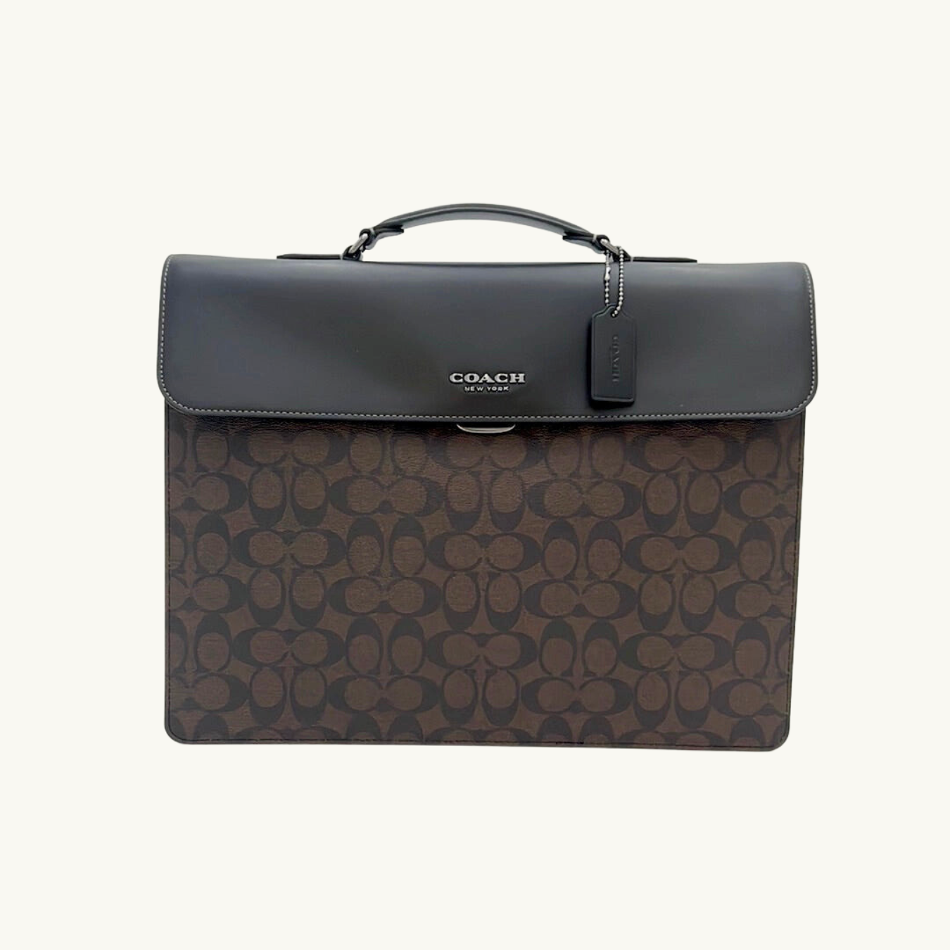 コーチ ブリーフケース メンズ / GRAHAM FLAP BRIEF IN SIGNATURE CANVAS / マホガニー ブラック シグネチャーキャンバス カーフレザー