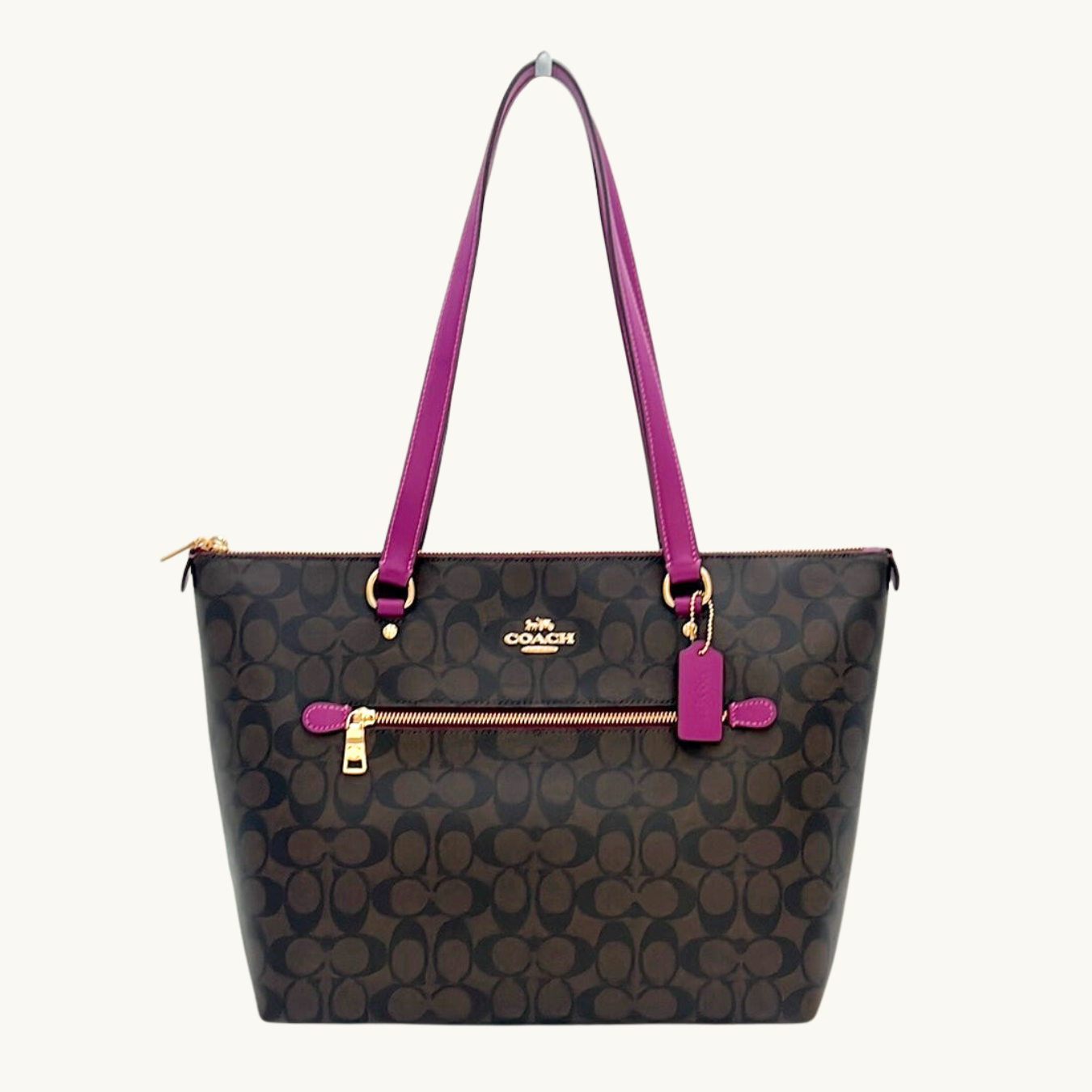 コーチ ギャラリー トートバッグ レディース / GALLERY TOTE IN SIGNATURE CANVAS / ブラウン ダークマゼンタ シグネチャーキャンバス